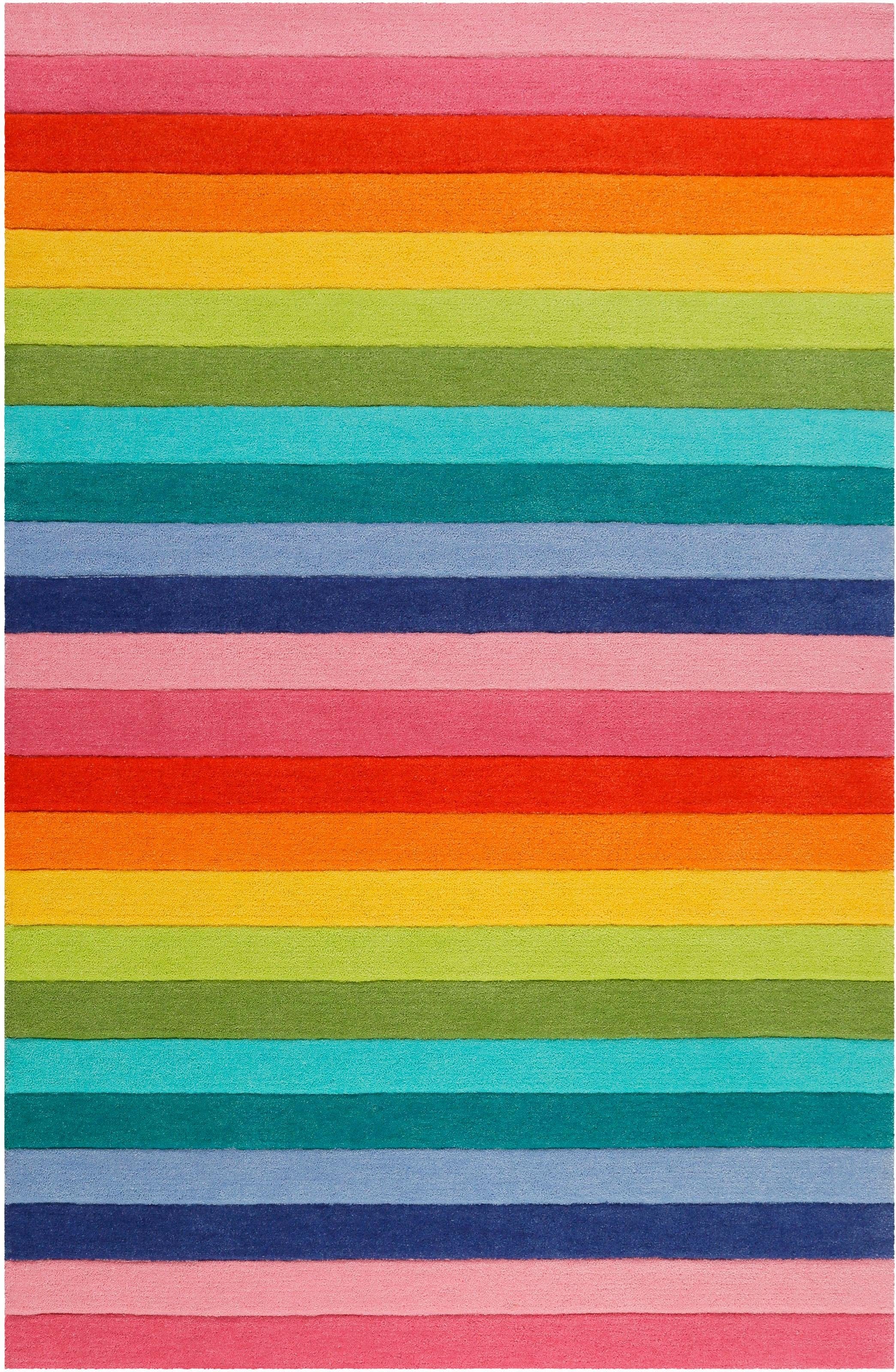 SMART KIDS Kinderteppich »Rainbow Stripes«, rechteckig, 9 mm Höhe, Regenbogen Farben, Konturenschnitt