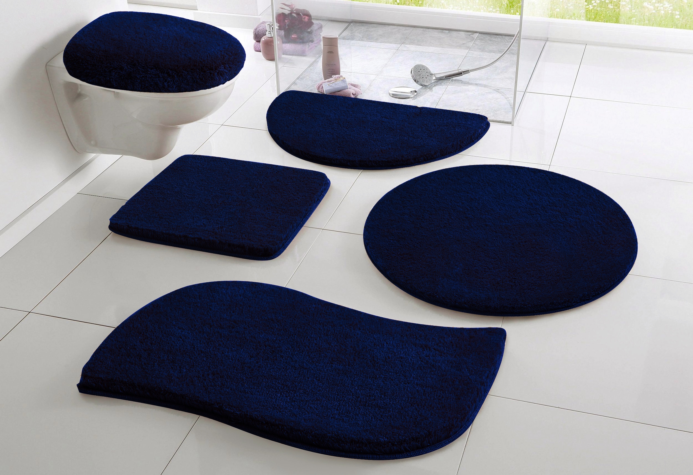 OTTO home Badematte "Merida, Badvorleger, Badezimmer Teppich" Höhe 32 mm rutschhemmend beschichtet fußbodenheizungsgeeignet schnell trocknend strapazierfähig Badteppich, Uni Farben, rechteckig, rund & als 2-tlg. Set erhältlich