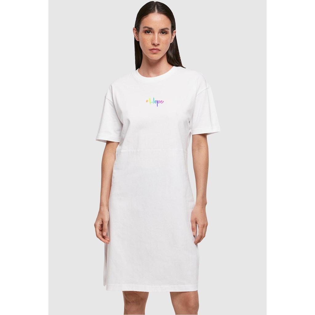 Merchcode Shirtkleid »Merchcode Damen Ladies Hope Rainbow Oversized Slit Tee Dress«, (1 tlg.)