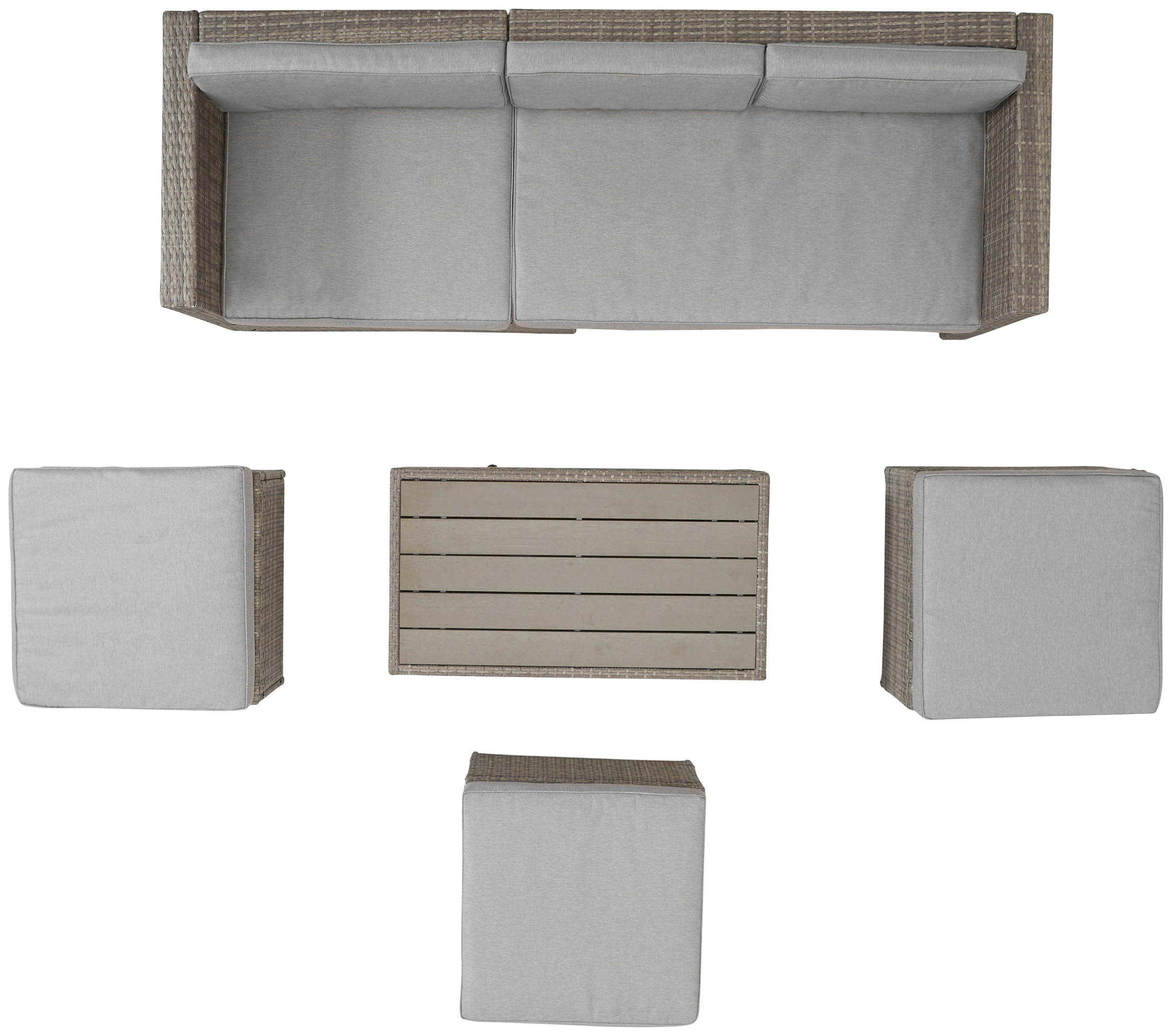 KONIFERA Gartenlounge-Set »Lagos Premium«, (13 tlg.), 3er-Sofa, 3 Hocker, Tisch, Polyrattan