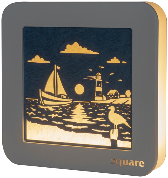 LED Dekolicht »Square Standbild Maritim, Batterie & Timer, WEIẞ-BLAU«, 13 flammig,...