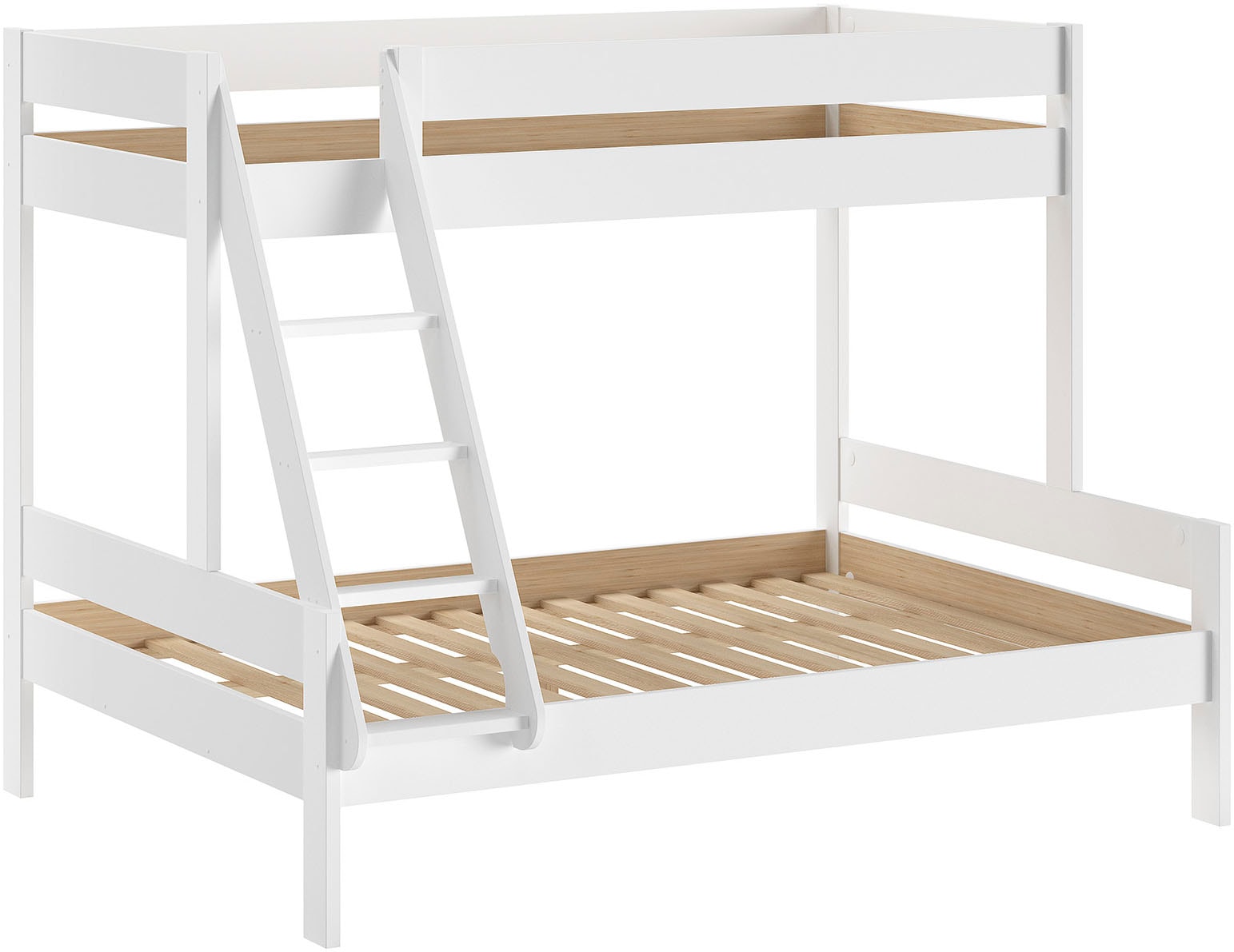 Vipack Etagenbett »Primo mit 2 Liegeflächen 90 und 140 x 200 cm, inkl. Rolllattenrost« Kiefer massiv, weiß lackiert, ohne oder mit Bettschublade auf Rollen