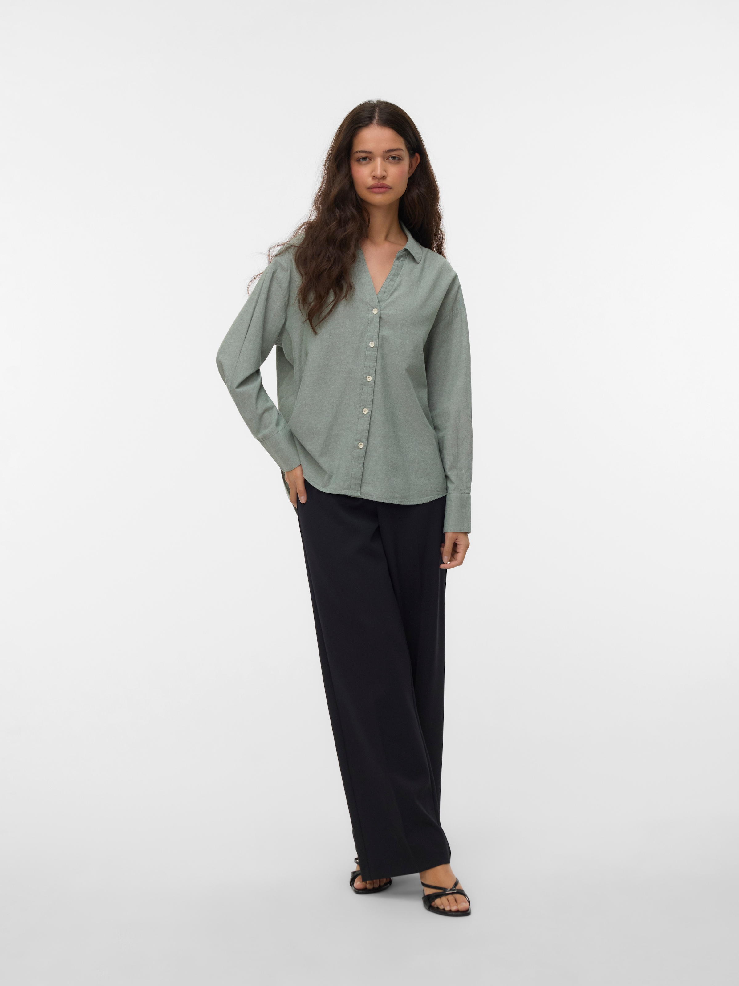 Vero Moda Langarmbluse »VMNORMA LS CHAMBRAY SHIRT« Baumwolle, loose fit