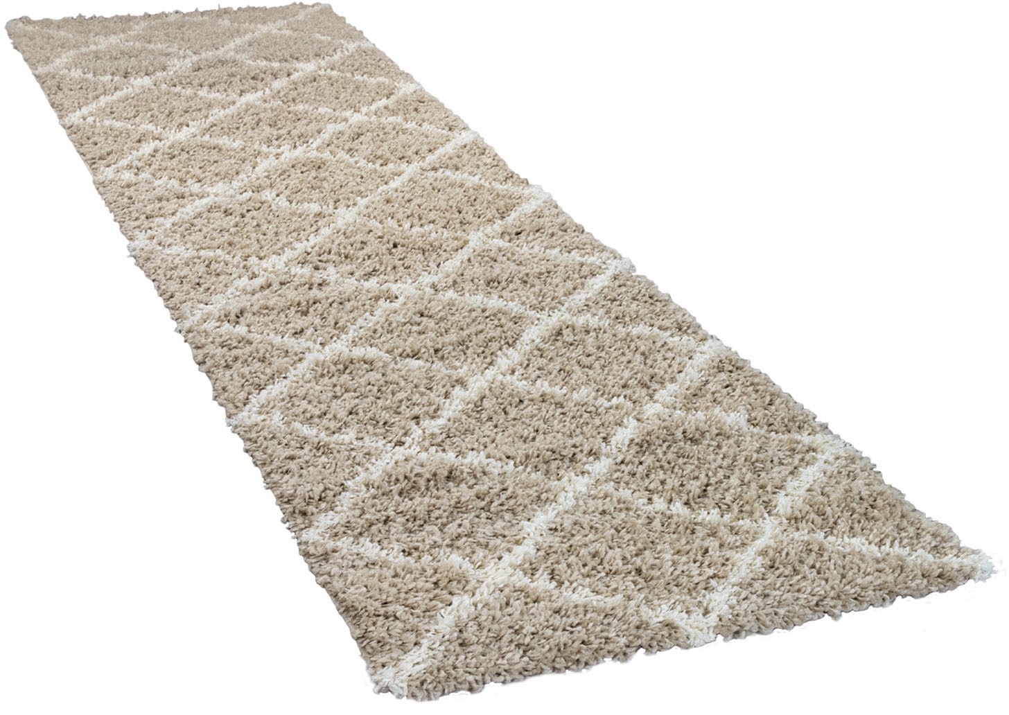 Paco Home Hochflor-Läufer »Kalmar 441«, rechteckig, 40 mm Höhe, Teppich-Läufer, Scandi Design, Rauten Muster, weich & kuschelig
