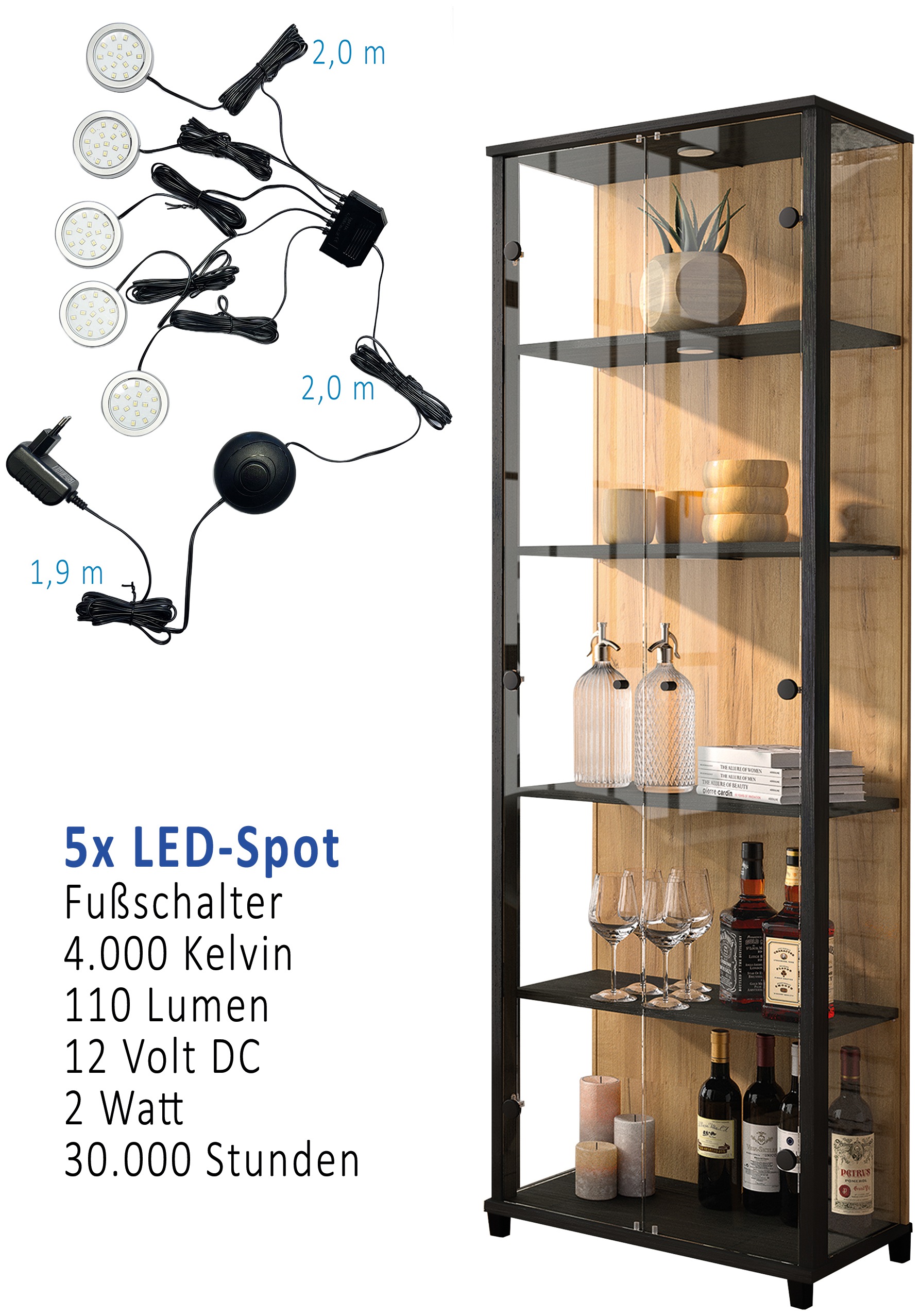 fif möbel Vitrine »OPTIMA«, Standvitrine, Vitrinenschrank, Glasvitrine, Sammlervitrine