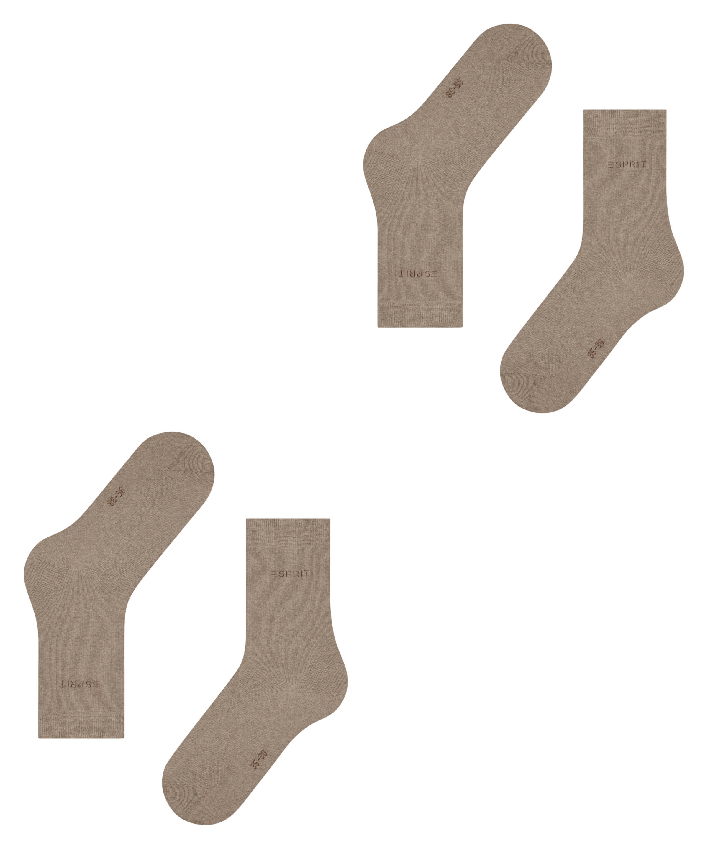 Esprit Socken »Uni«, (2 Paar), geripptes Bündchen