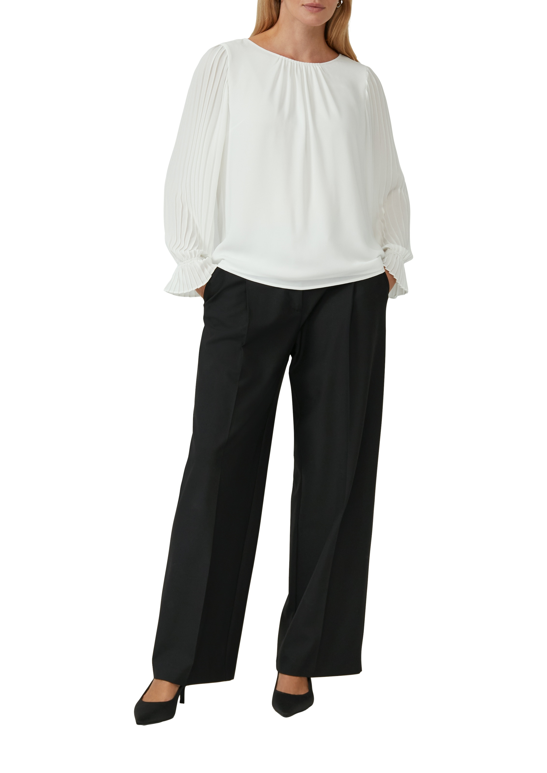 s.Oliver BLACK LABEL Langarmbluse mit gerafften Armen