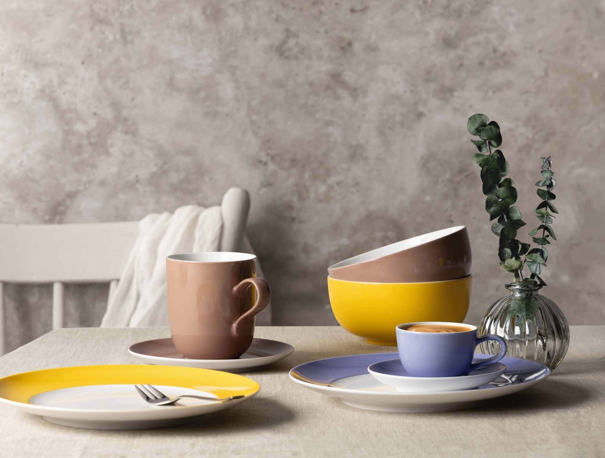 Tasse SELTMANN WEIDEN "Teetassen mit Untertassen Liberty Pure Colors 140 ml 6er Set", lila (grape lila), B:13cm H:6,3cm Ø:13cm, Porzellan, Trinkgefäße, Tasse, Spülmaschinenfest, Mikrowellensicher, Ofenfest 2