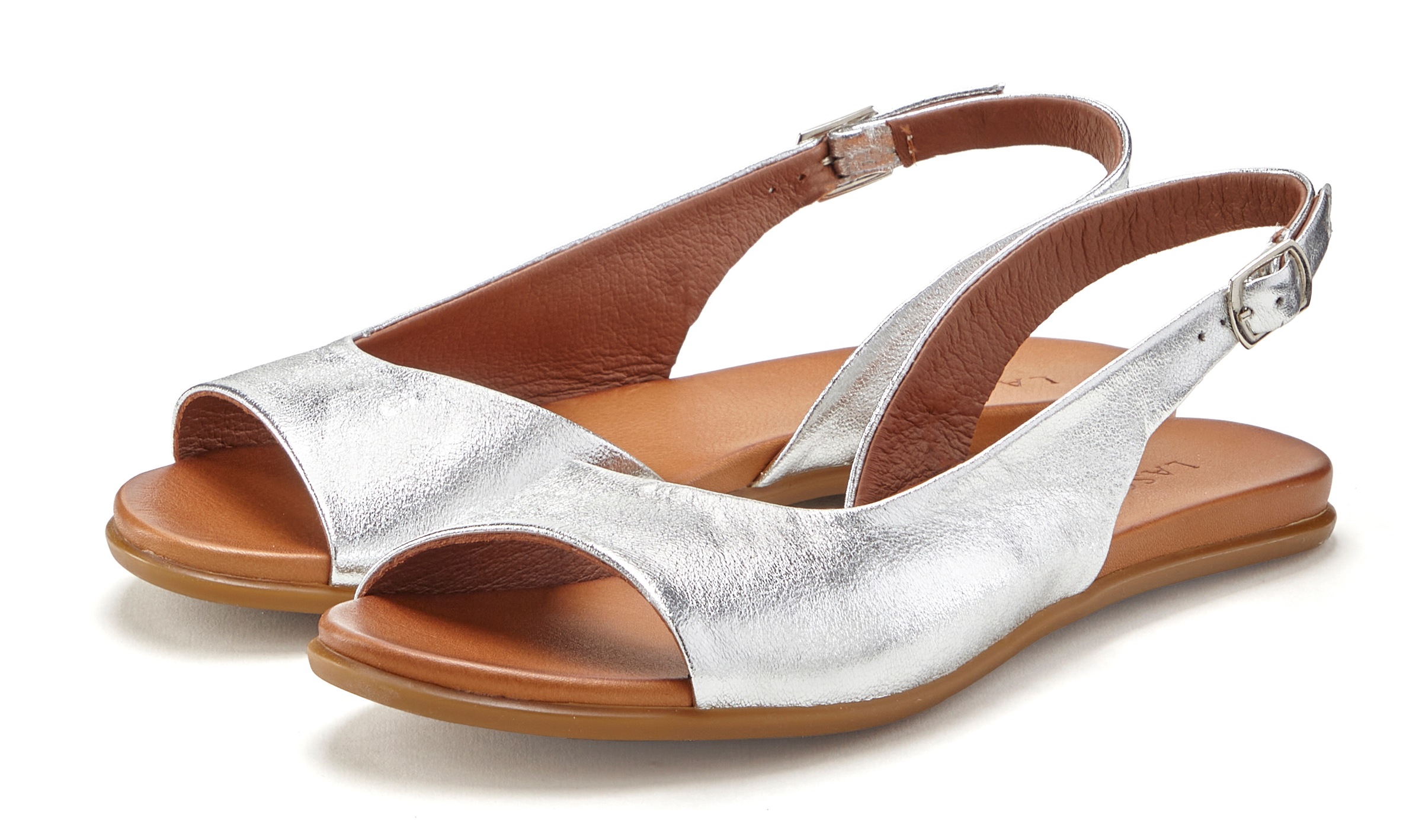 LASCANA Sandale, aus Leder in modischer Metallic-Optik, Sandalette, Sommerschuh