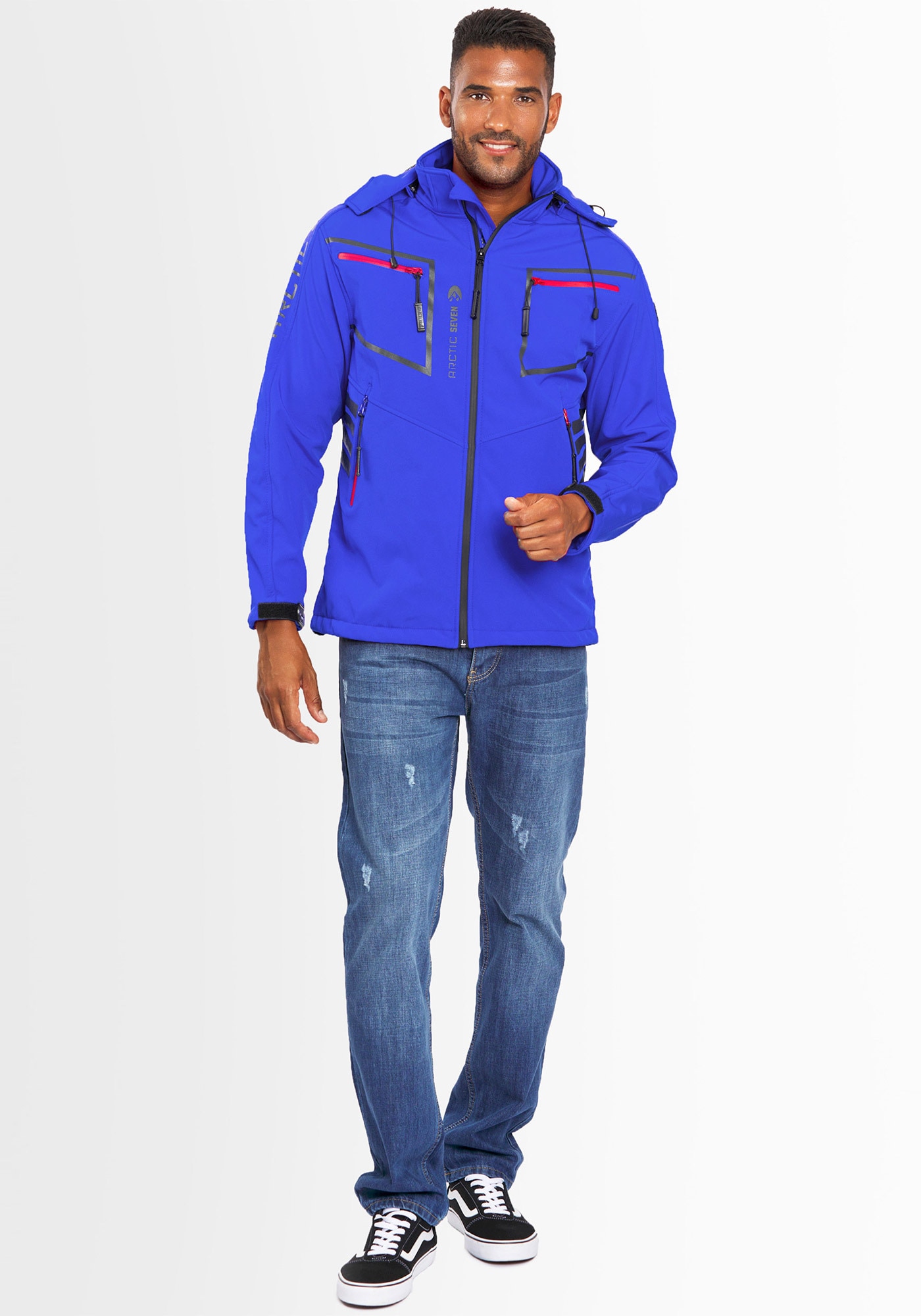 Arctic Seven Softshelljacke »ASPierr« sportliche Outdoor Funktionsjacke mit abnehmbarer Kapuze