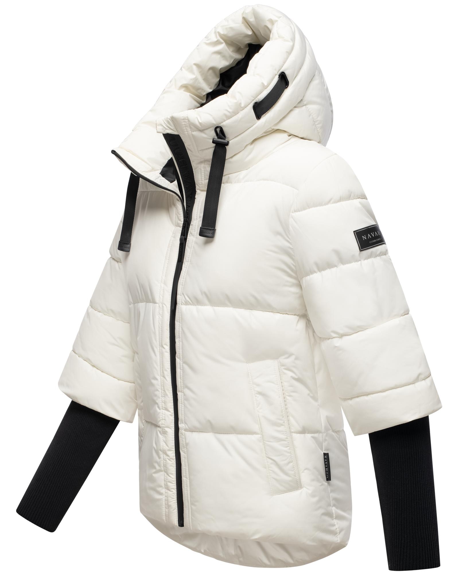 Navahoo Steppjacke »Lotusherz XIV«, mit Kapuze, Warme gesteppte Winterjacke mit Rippstrickärmeln