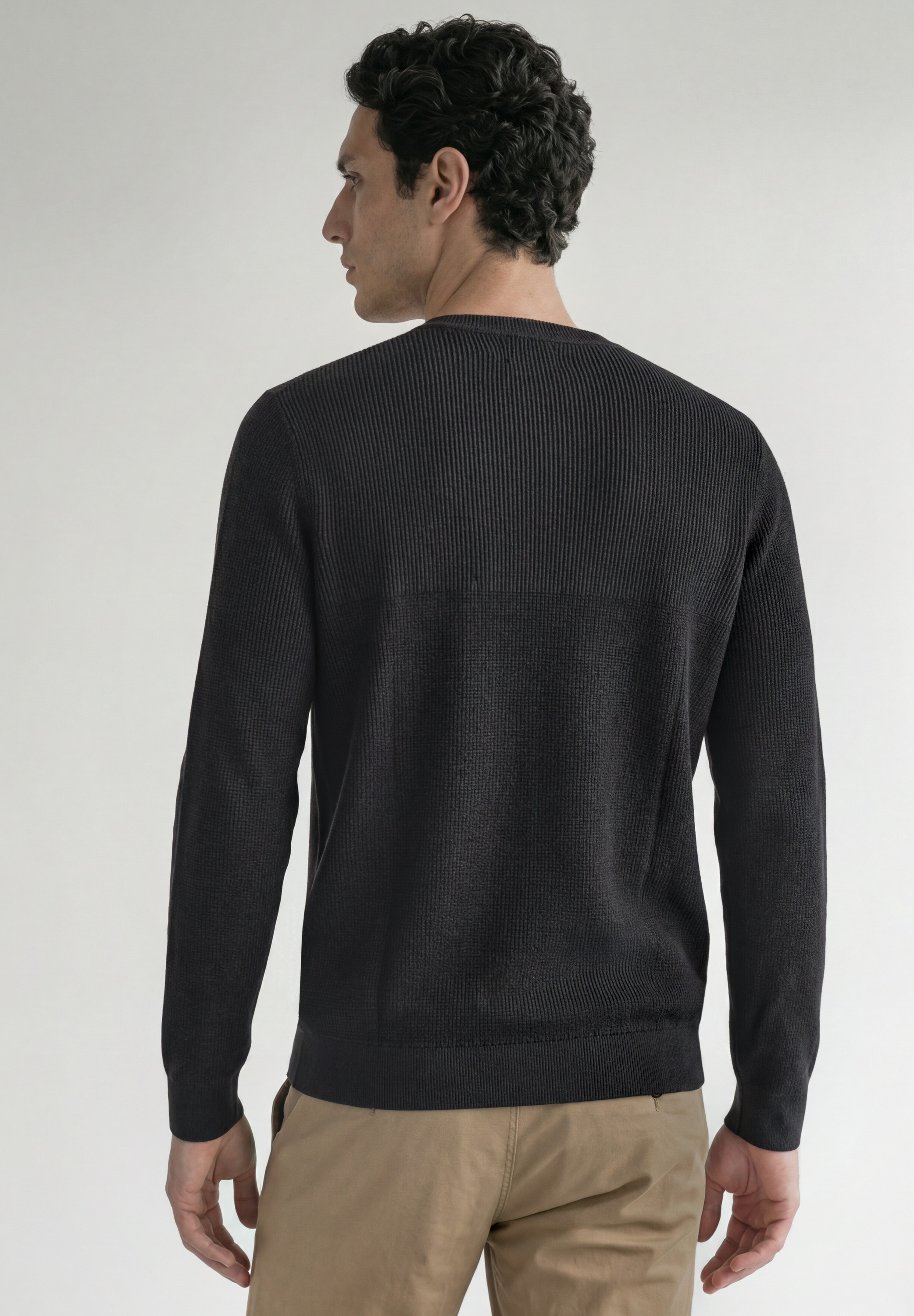 STREET ONE MEN Rundhalspullover aus reiner Baumwolle