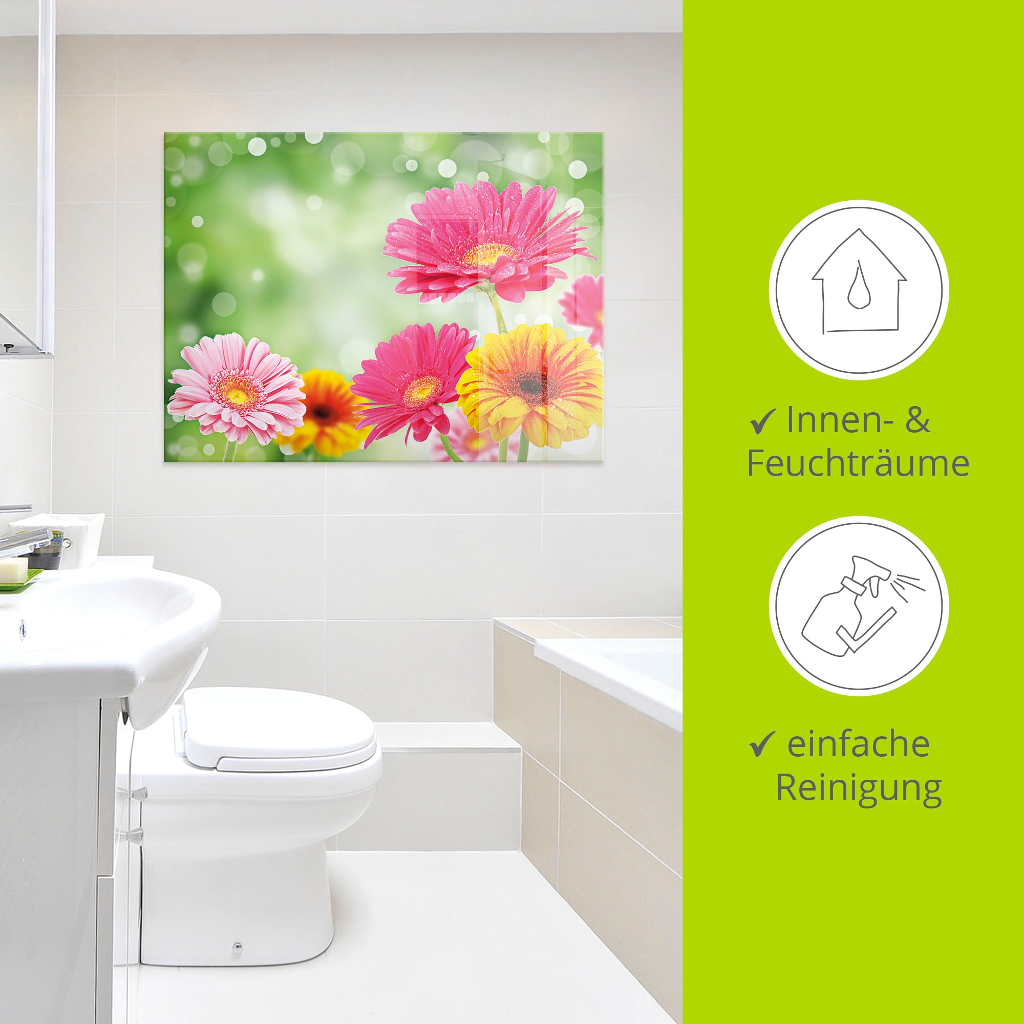 Artland Glasbild »Natürliche Romantik - Gerberas«, Blumen, (1 St.), in verschiedenen Größen