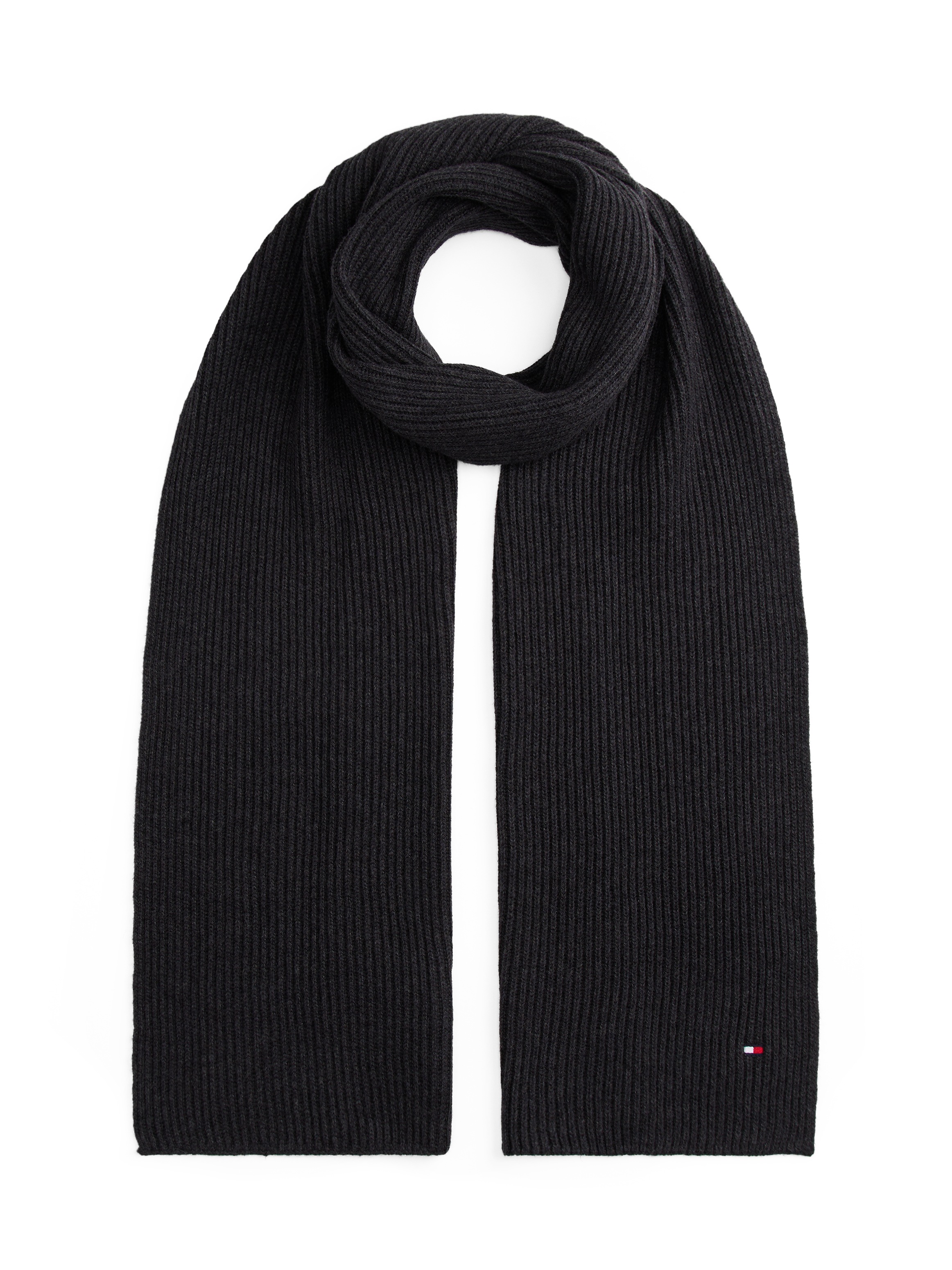 Tommy Hilfiger Strickschal »TH FLAG PIMA COTTON CASH SCARF«, mit Logostickerei