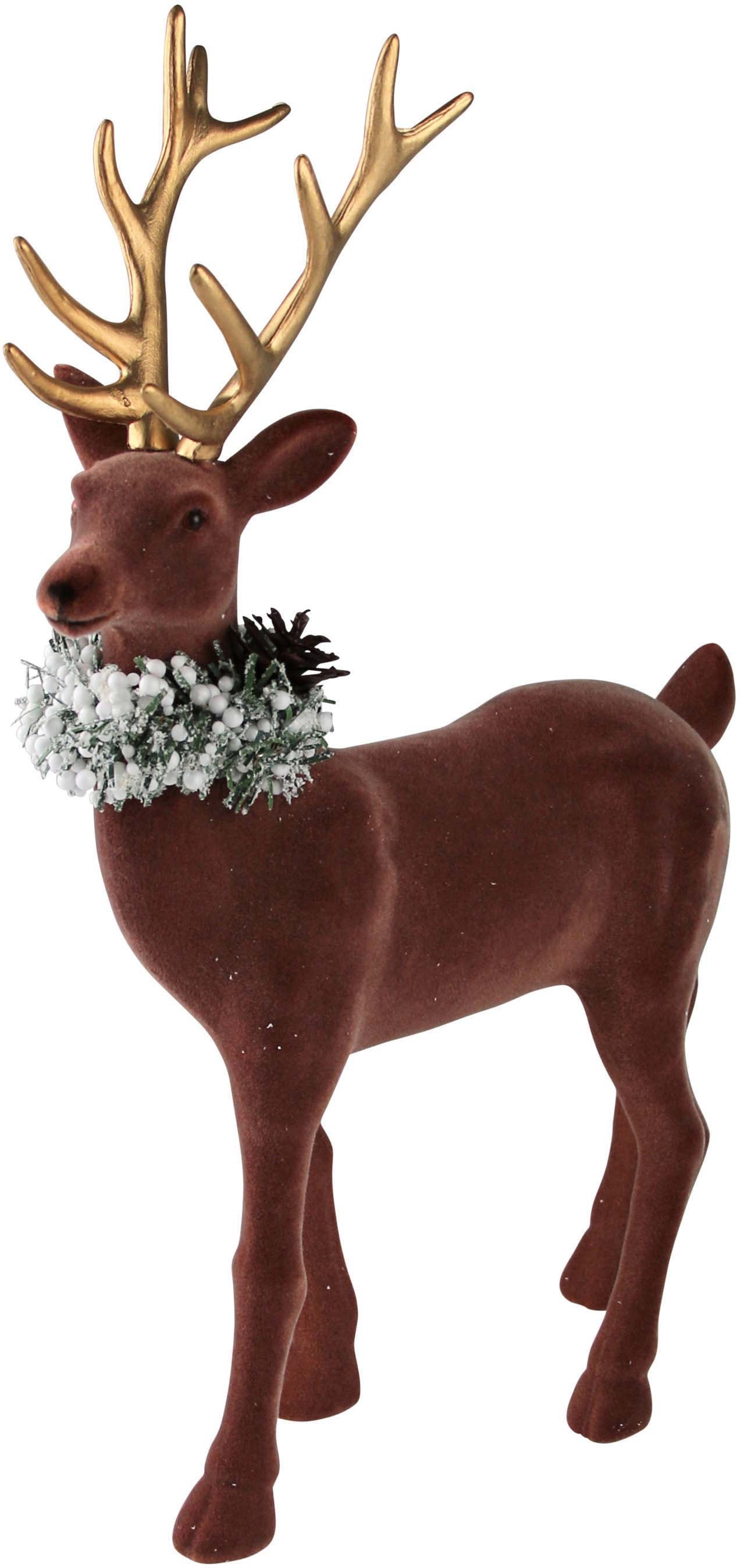 AM Design Weihnachtsfigur "Weihnachtsdeko", mit goldenem Geweih und Schal