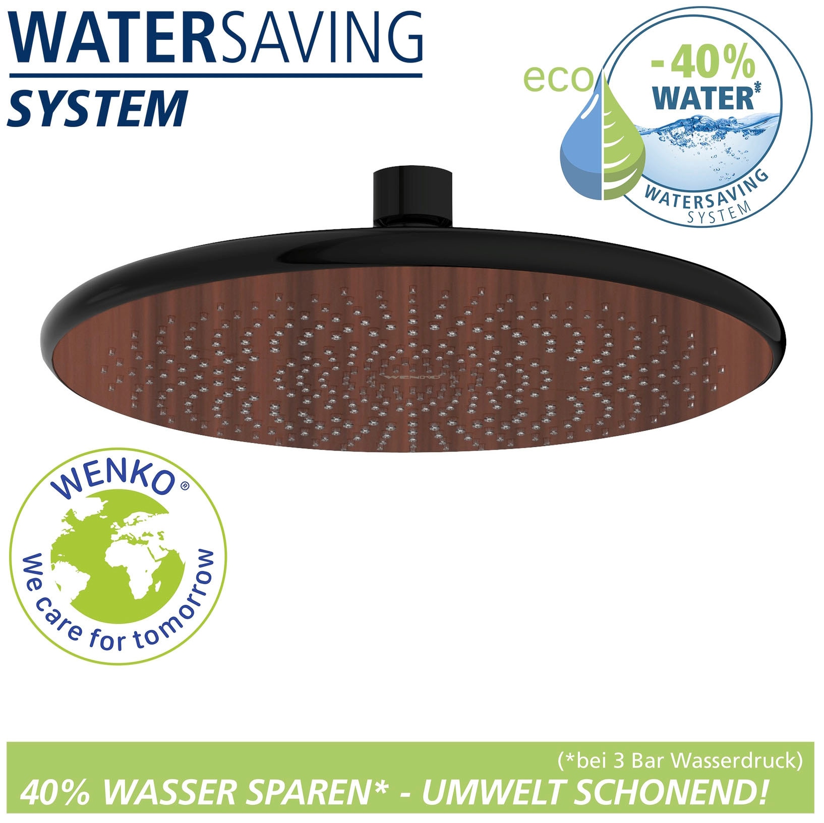 WENKO Regenduschkopf »Watersaving«, (1 tlg.), Wood, Ø 22,5 cm