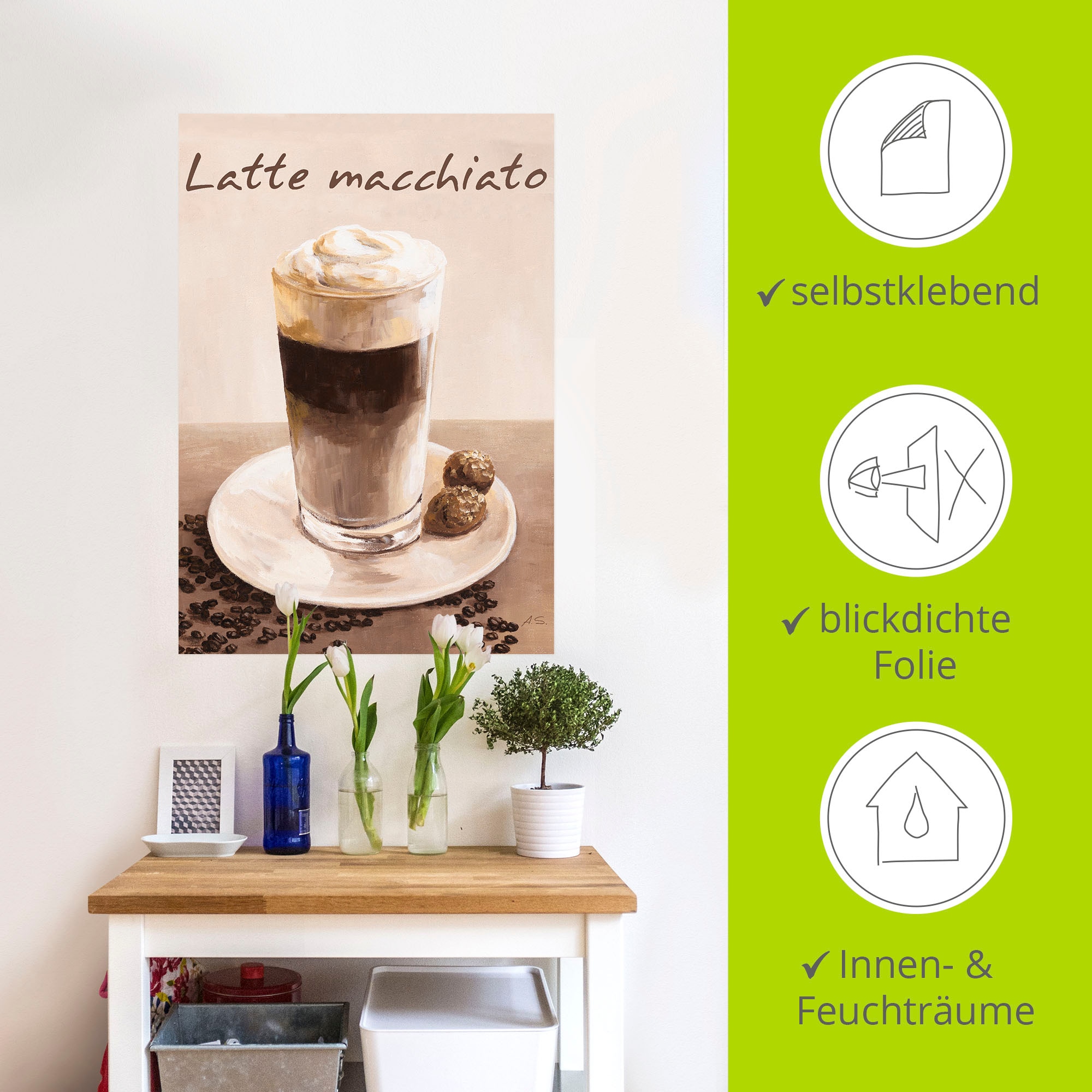 Artland Wandbild »Latte Macchiato - Kaffee«, Kaffee Bilder, (1 St.), als Poster, Wandaufkleber in verschied. Größen