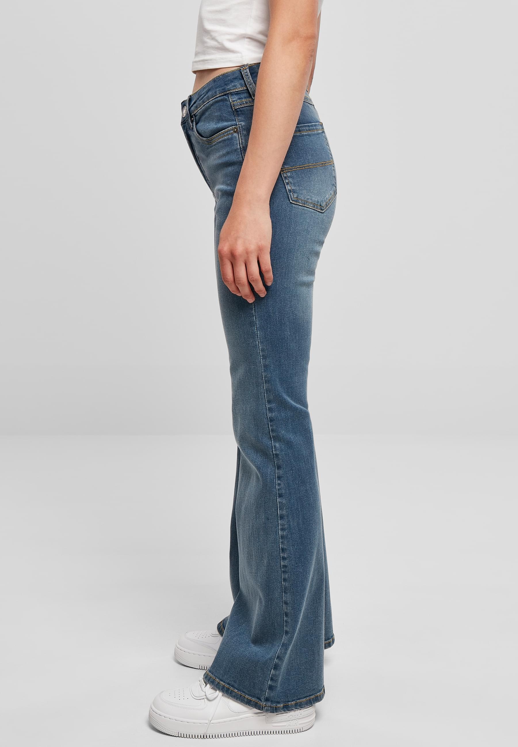 URBAN CLASSICS Bequeme Jeans »Urban Classics Damen Ladies High Waist Flared Denim Pants«, (1 tlg.)