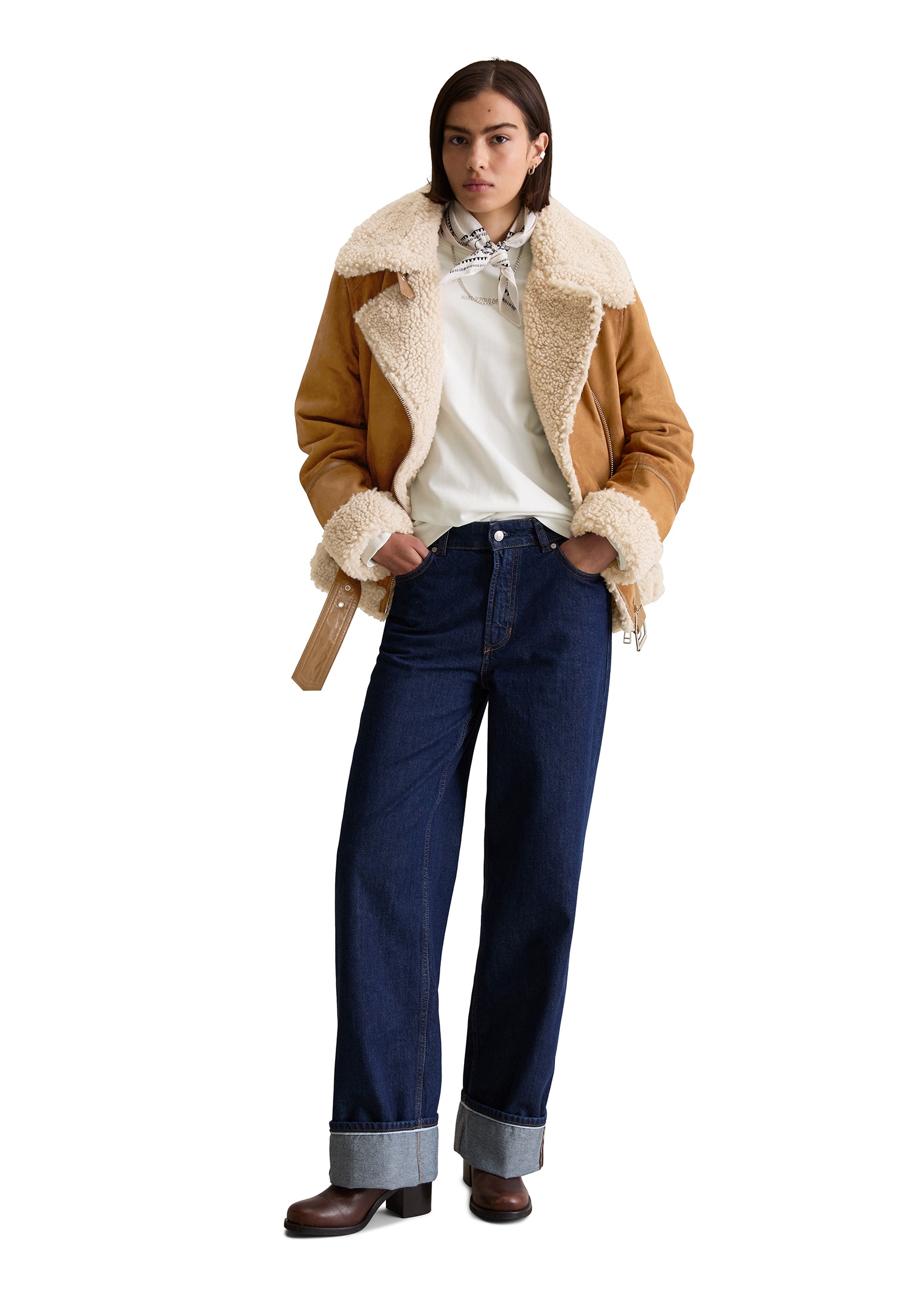 Marc O'Polo DENIM Lederjacke »mit Teddyplüsch«