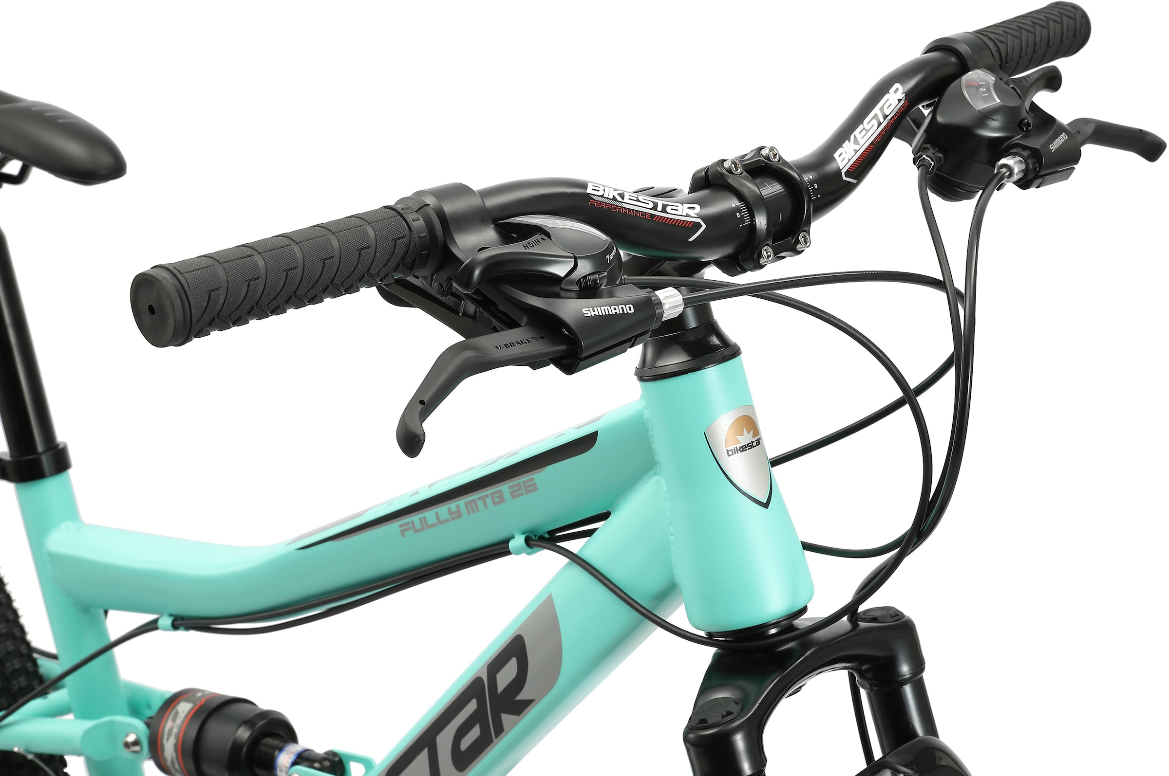 Bikestar Mountainbike, 21 Gang, Shimano, RD-TY300 Schaltwerk, Kettenschaltung, für Damen und Herren, Kettenschaltung