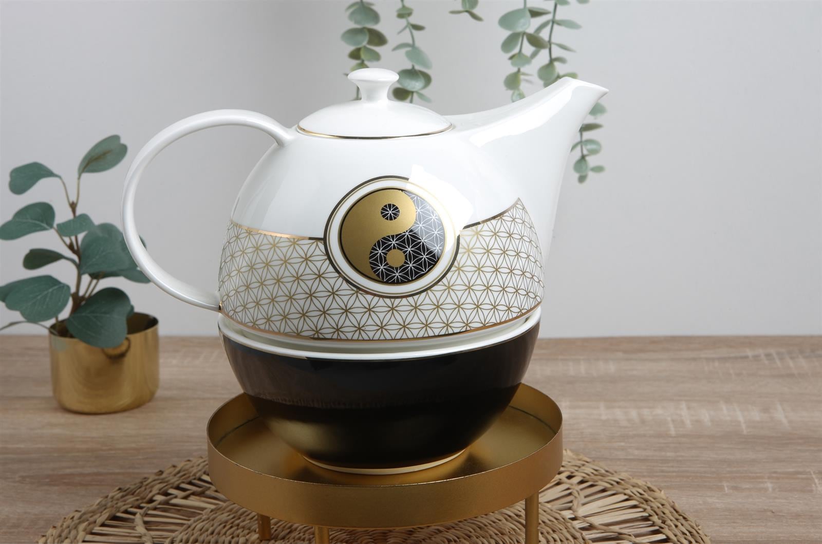 Goebel Teekanne »Teekanne mit Stövchen Lotus - Blume des Lebens 1,2 l bunt« 1 Stk. tlg. Handwäsche wird empfohlen
