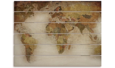 Holzbild »Weltkarte«, Land- & Weltkarten, (1 St.)