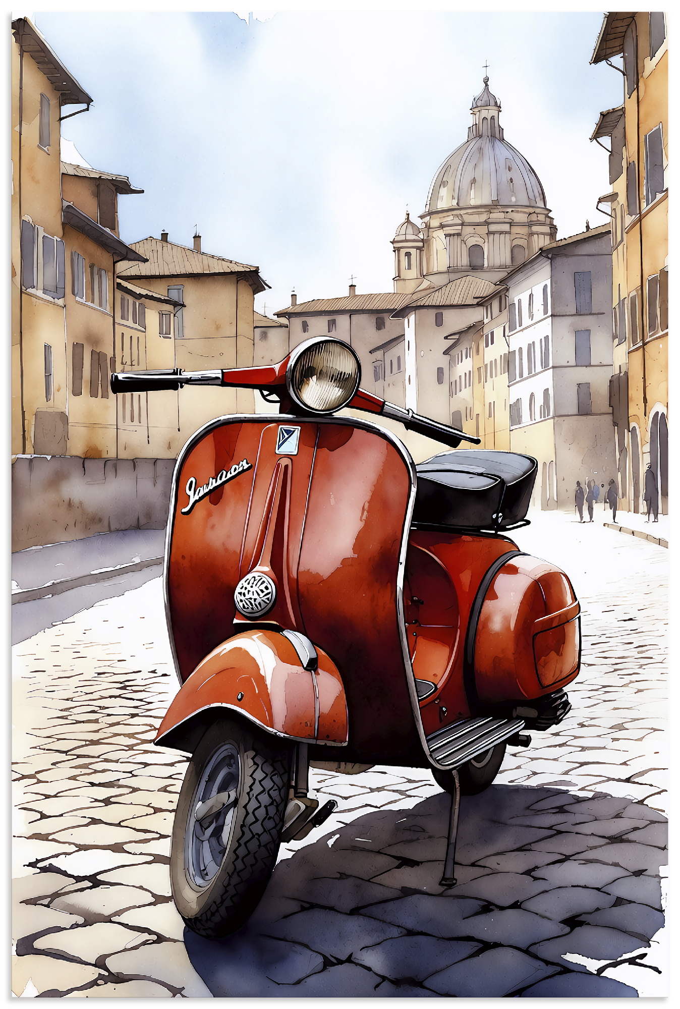 Artland Wandbild "Roter Motorroller in Italien" 1 Stk. tlg. als Alubild, Leinwandbild, Poster, Wandaufkleber in verschied. Größen