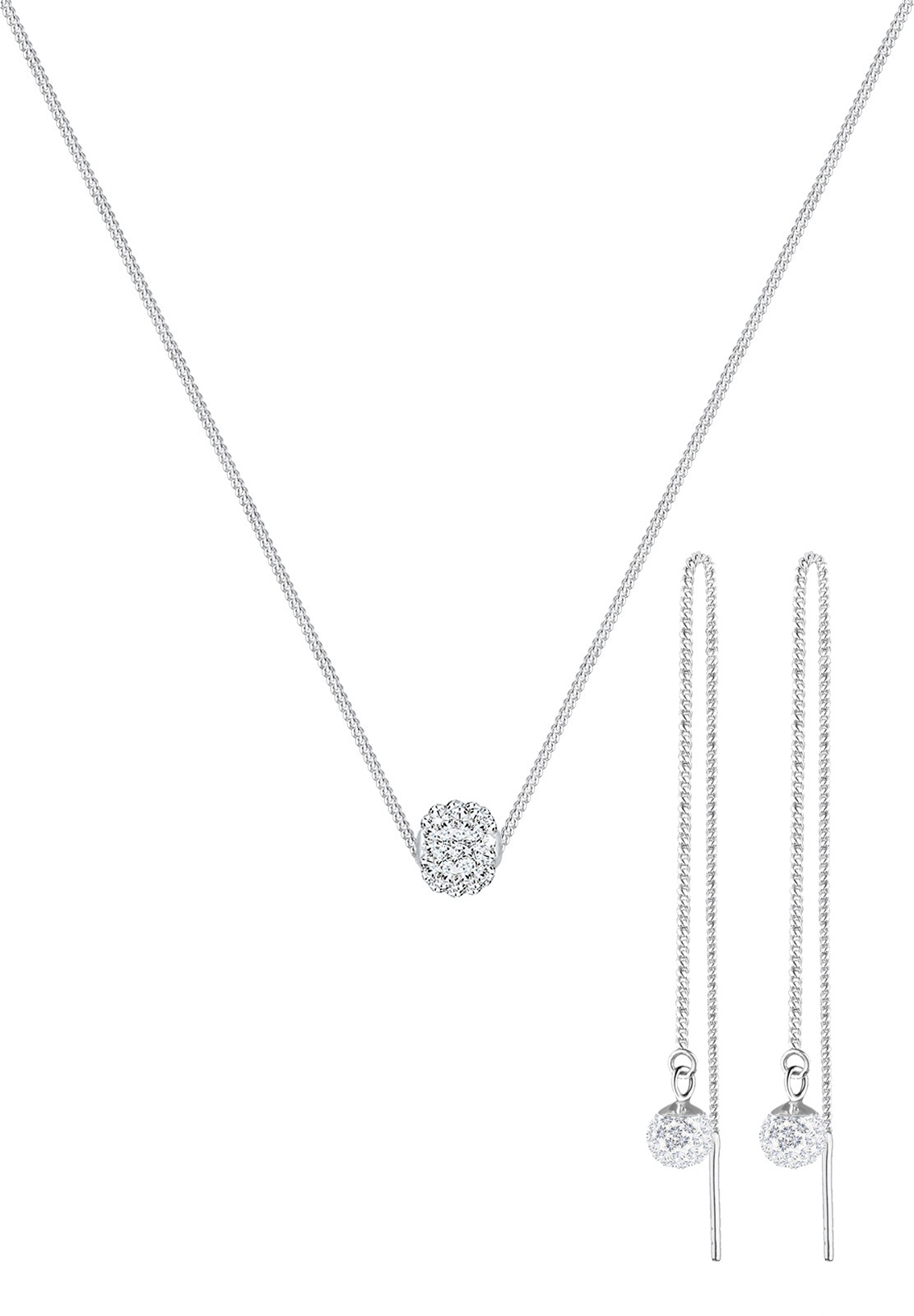 Elli Schmuckset »Set mit Kugel Glass Kristalle Weiß 925 Sterling Silber«