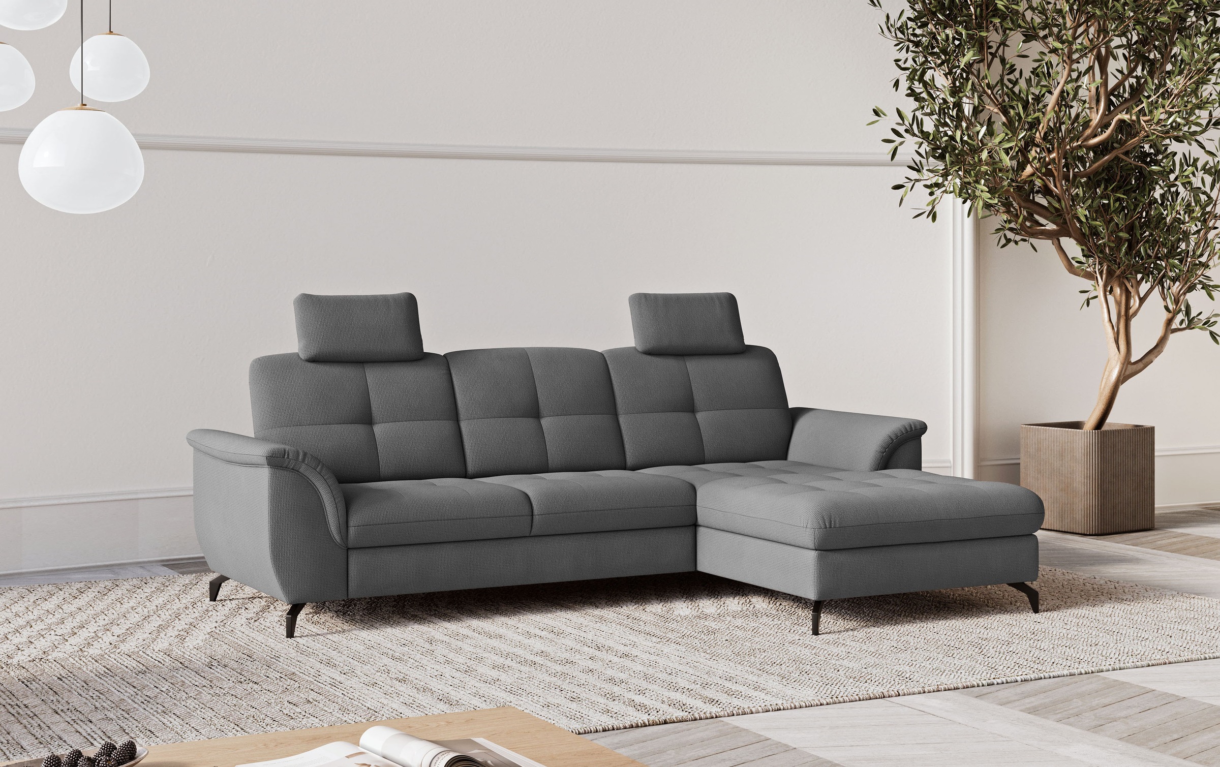 SIT & MORE Zora Corner Sofa Bed Grey 5