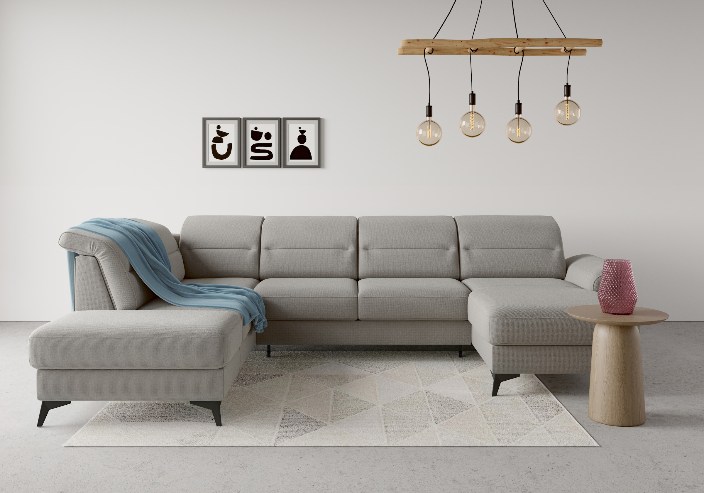 sit&more Wohnlandschaft "Sinatra U-Form" optional mit Kopfteilverstellung und Armteilfunktion, Metallfüße