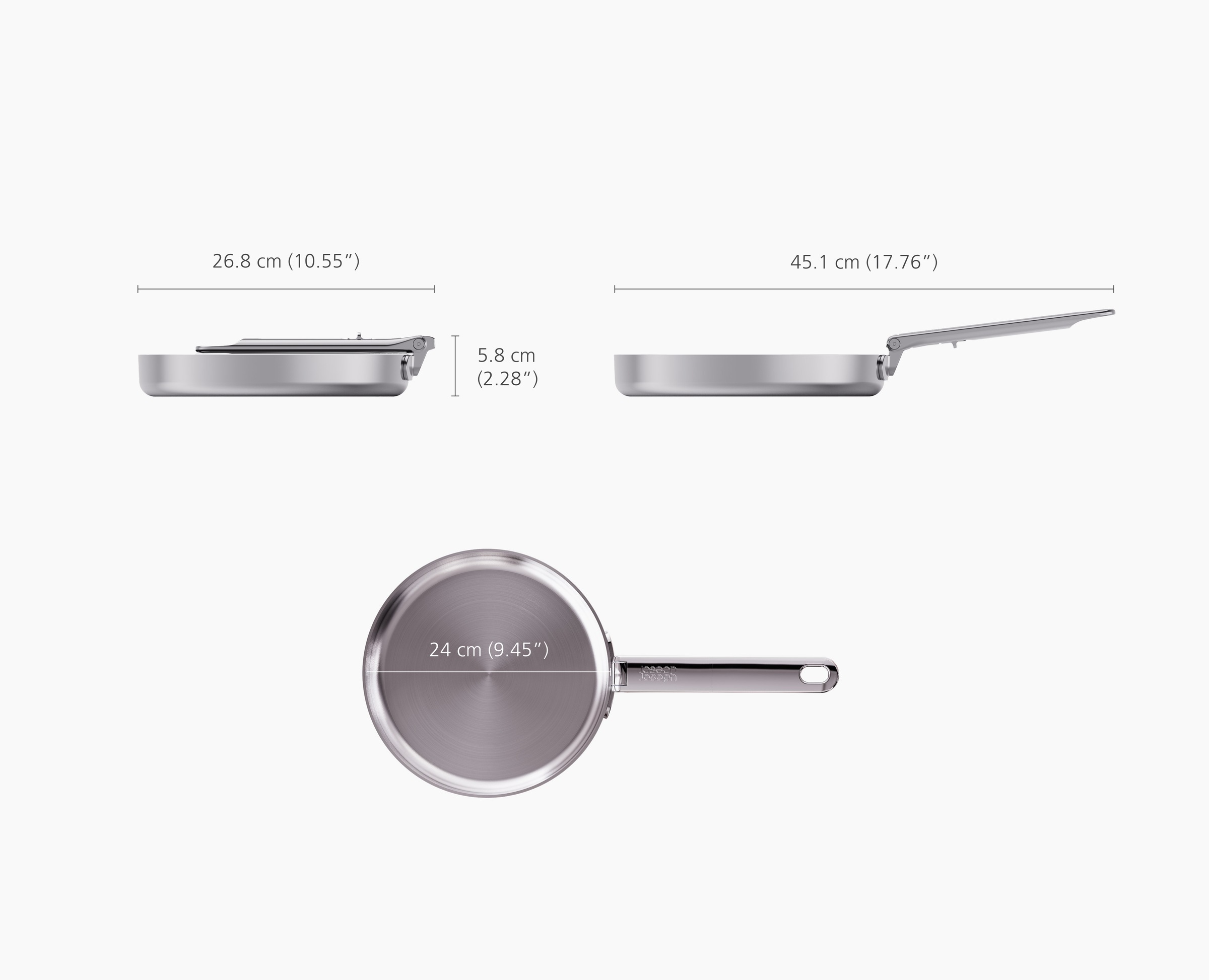 Joseph Joseph Bratpfanne »Space Steel Edelstahl-Bratpfanne mit einklappbarem Griff« Edelstahl 1 tlg.