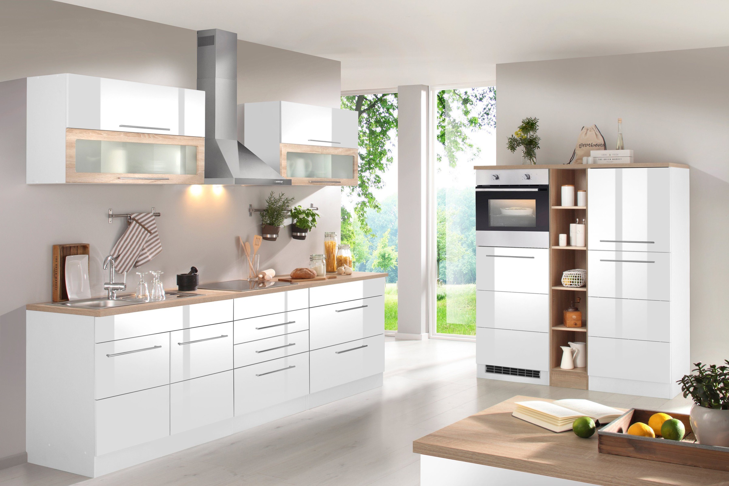 KOCHSTATION "KS-Wien" Breite 430 cm, wahlweise mit E-Geräten und Induktion