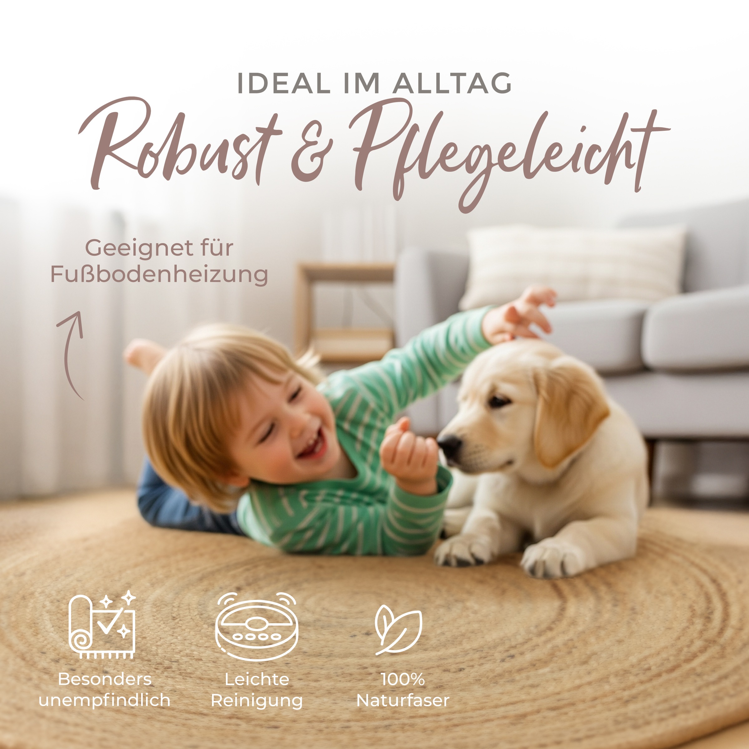 carpetfine Teppich »Nele Juteteppich Naturfaser«, rund, 6 mm Höhe, geflochtener Wendeteppich aus 100%Jute, in rund und oval, viele Größen