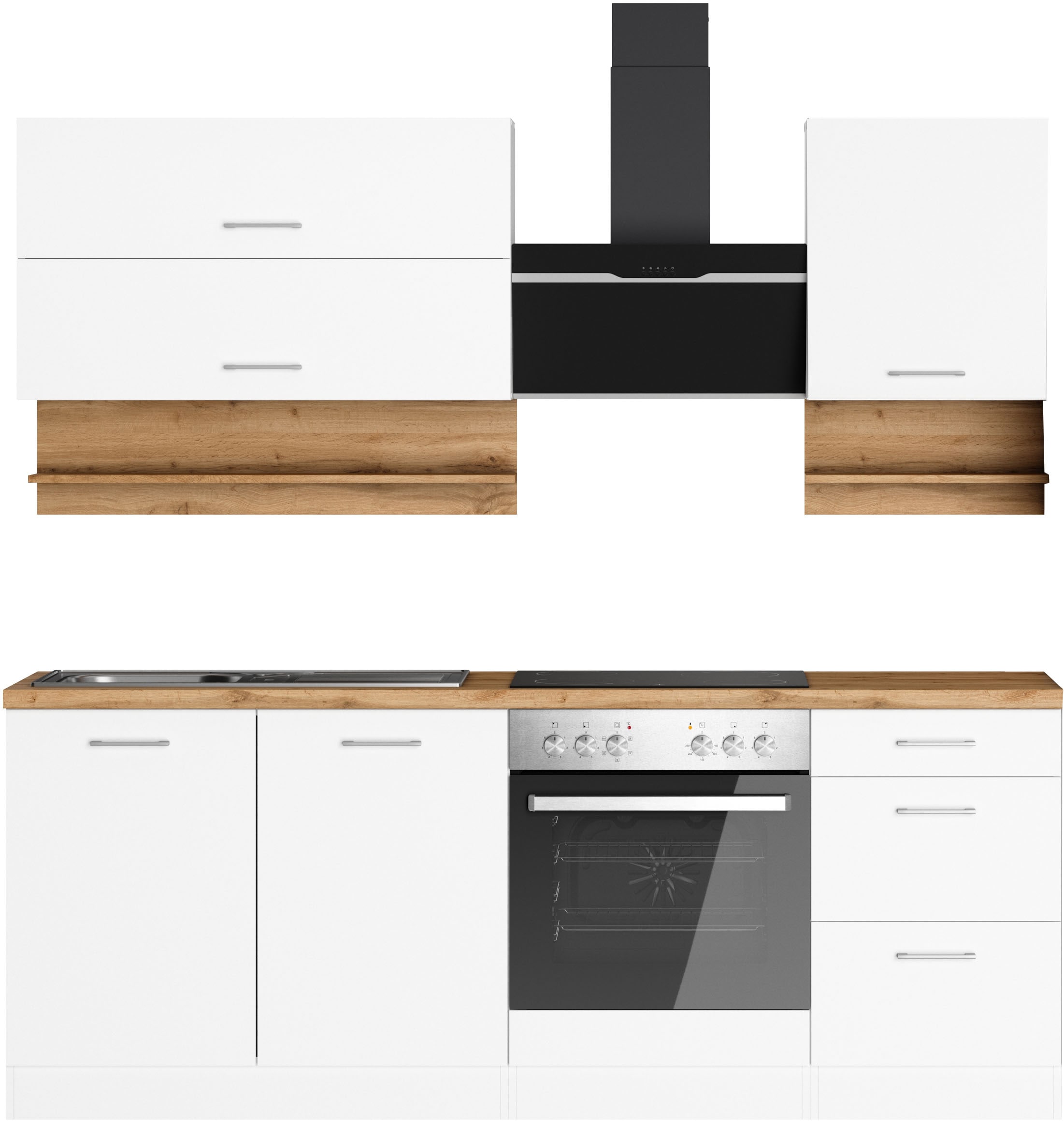 KOCHSTATION Küchenzeile "KS-Milan", 210 cm breit, robuste Metallauszüge, vi günstig online kaufen