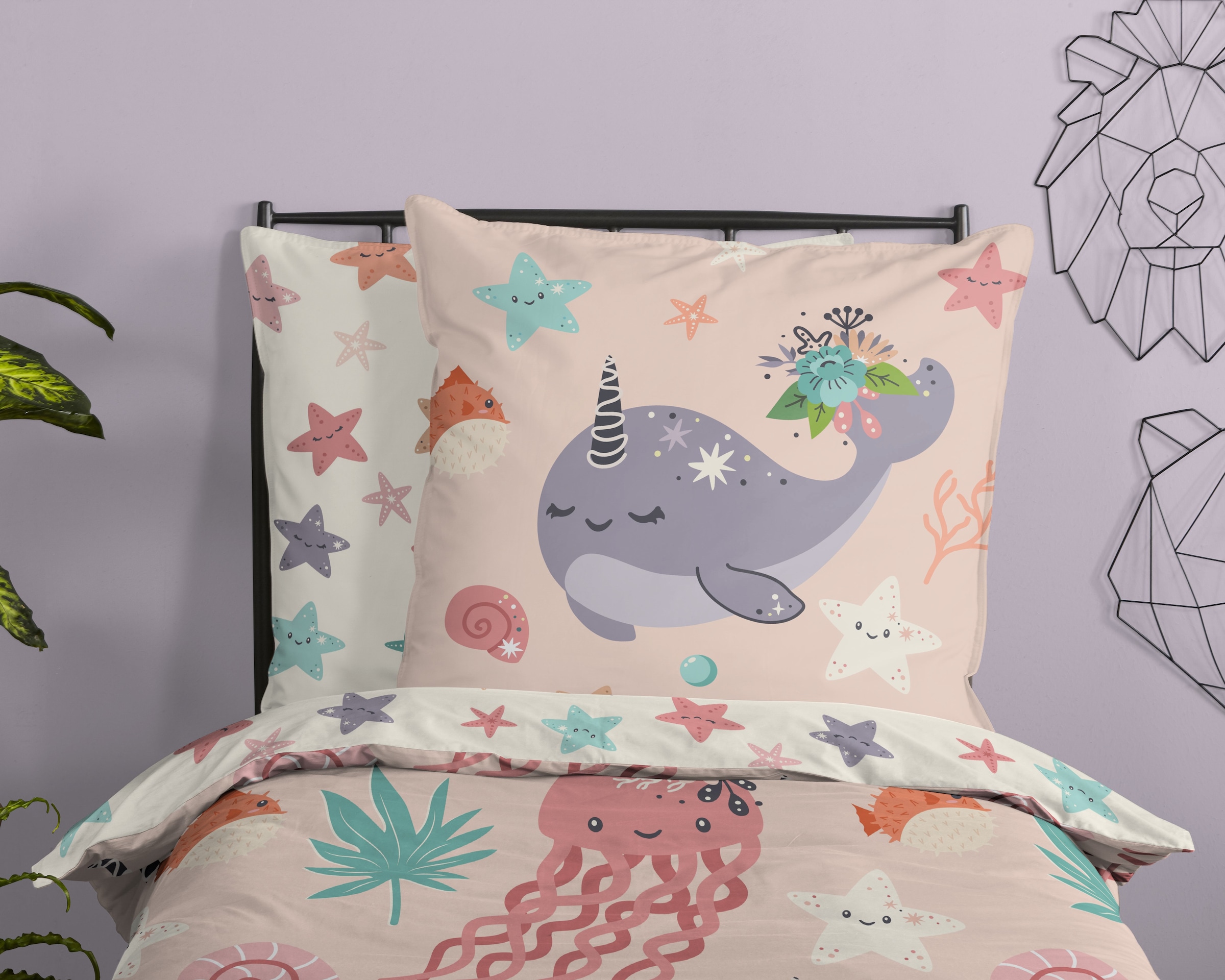 good morning Kinderbettwäsche »Loua« 2 Baumwolle, Renforcé, 135x200, Wendeoptik, Kind, Mädchen, Meerestiere