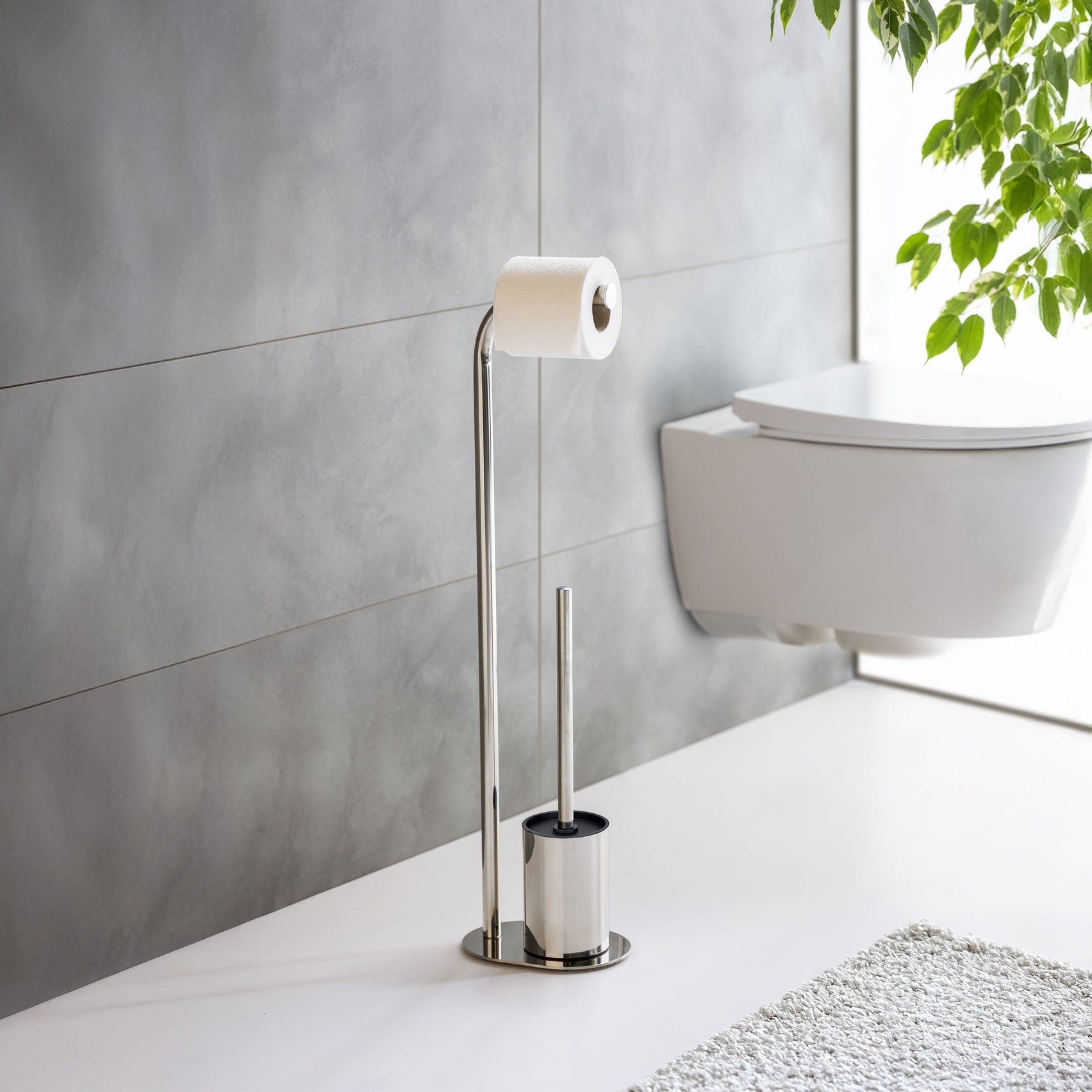 WENKO WC-Garnitur "Levante" aus Edelstahl freistehender Toilettenpapierhalt günstig online kaufen