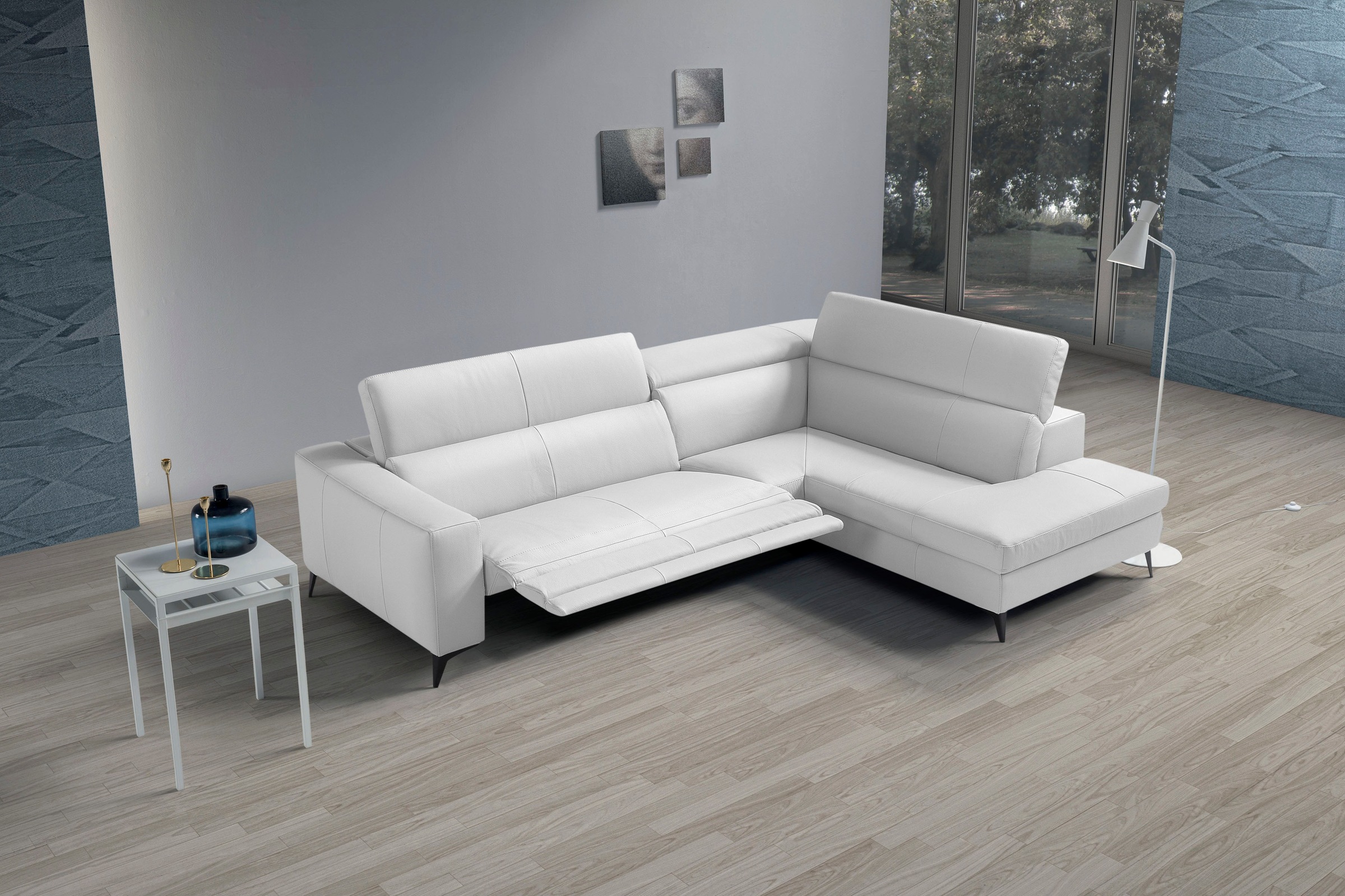 Egoitaliano Ecksofa »Edith, Designsofa mit hohem Sitzkomfort, L-Form«, inkl. elektrischer Relaxfunktion und manuell verstellbaren Kopfteilen