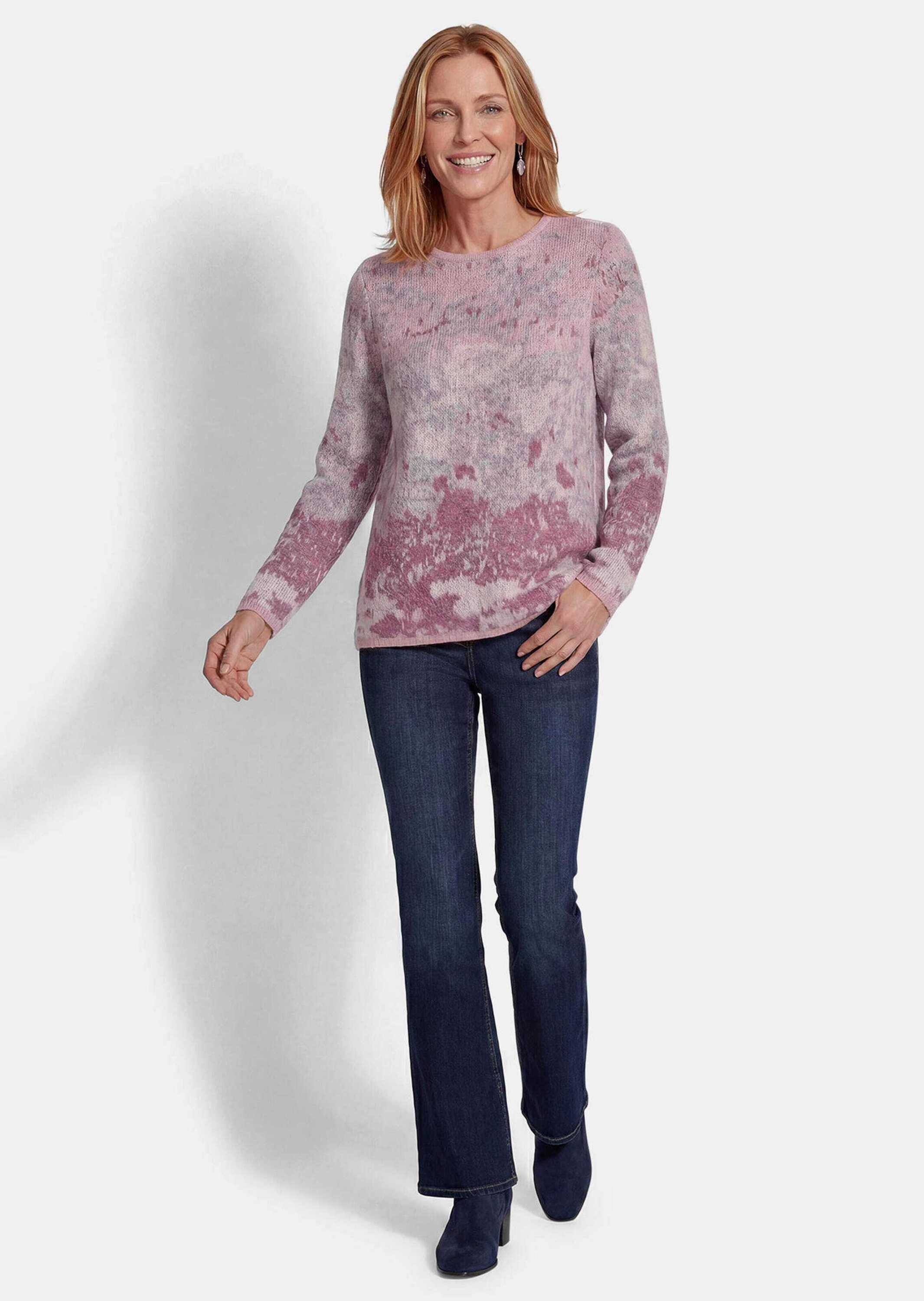 GOLDNER Rundhalspullover »Langarm Jacquard-Pullover mit Muster« impressionistisches Jacquardmuster