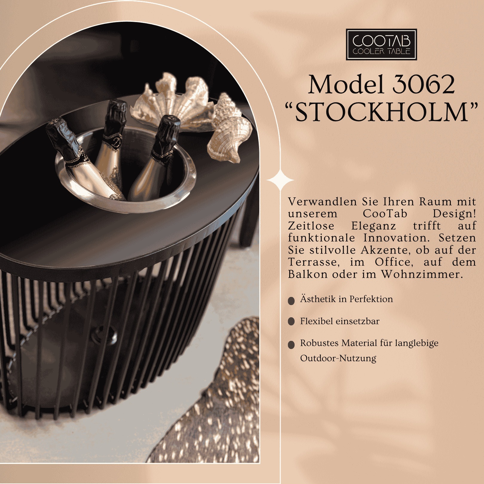 COOTAB Cooler Table Beistelltisch "3-in-1 Loungetisch mit Edelstahl-Kühler günstig online kaufen