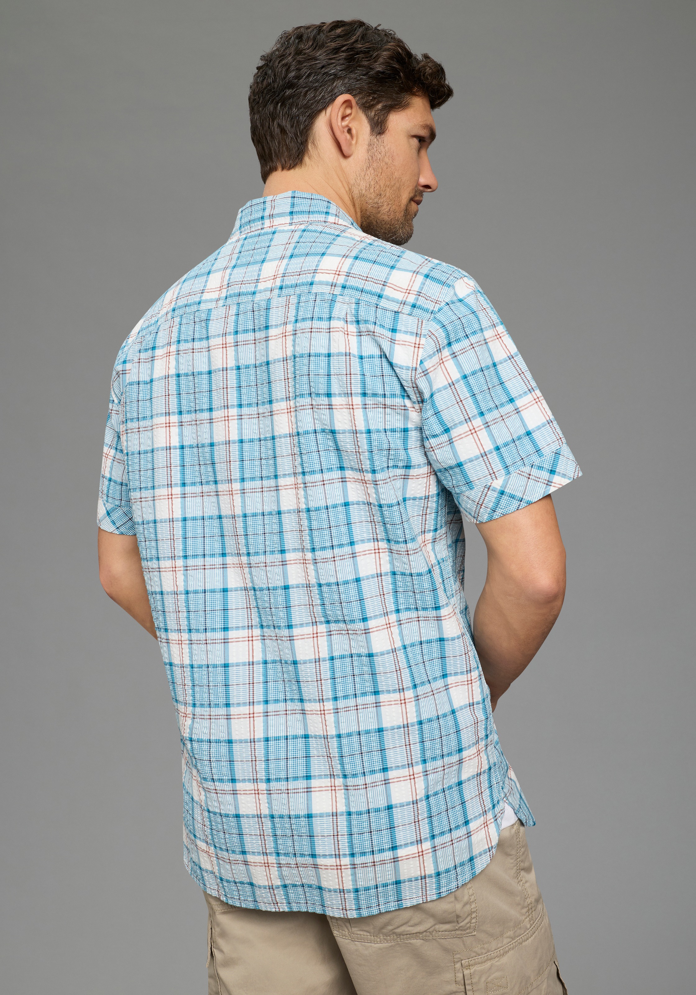 Mans World Karohemd "in Crinkleoptik" Kurzarm, für Frühling und Sommer, aus günstig online kaufen