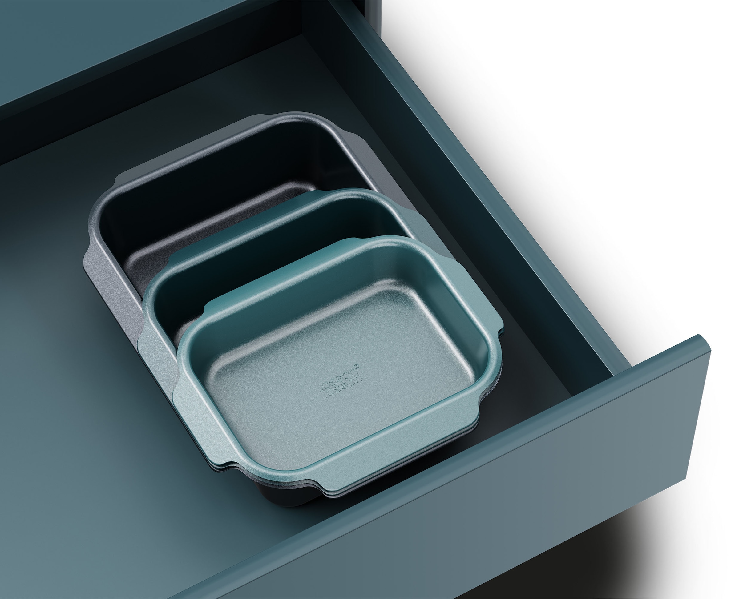 Joseph Joseph Ofenschale »Nest Oven Set, 3 stapelbare antihaftbeschichtete Bratbleche« Carbonstahl Set, 3 Stk. tlg. Stapelbar
