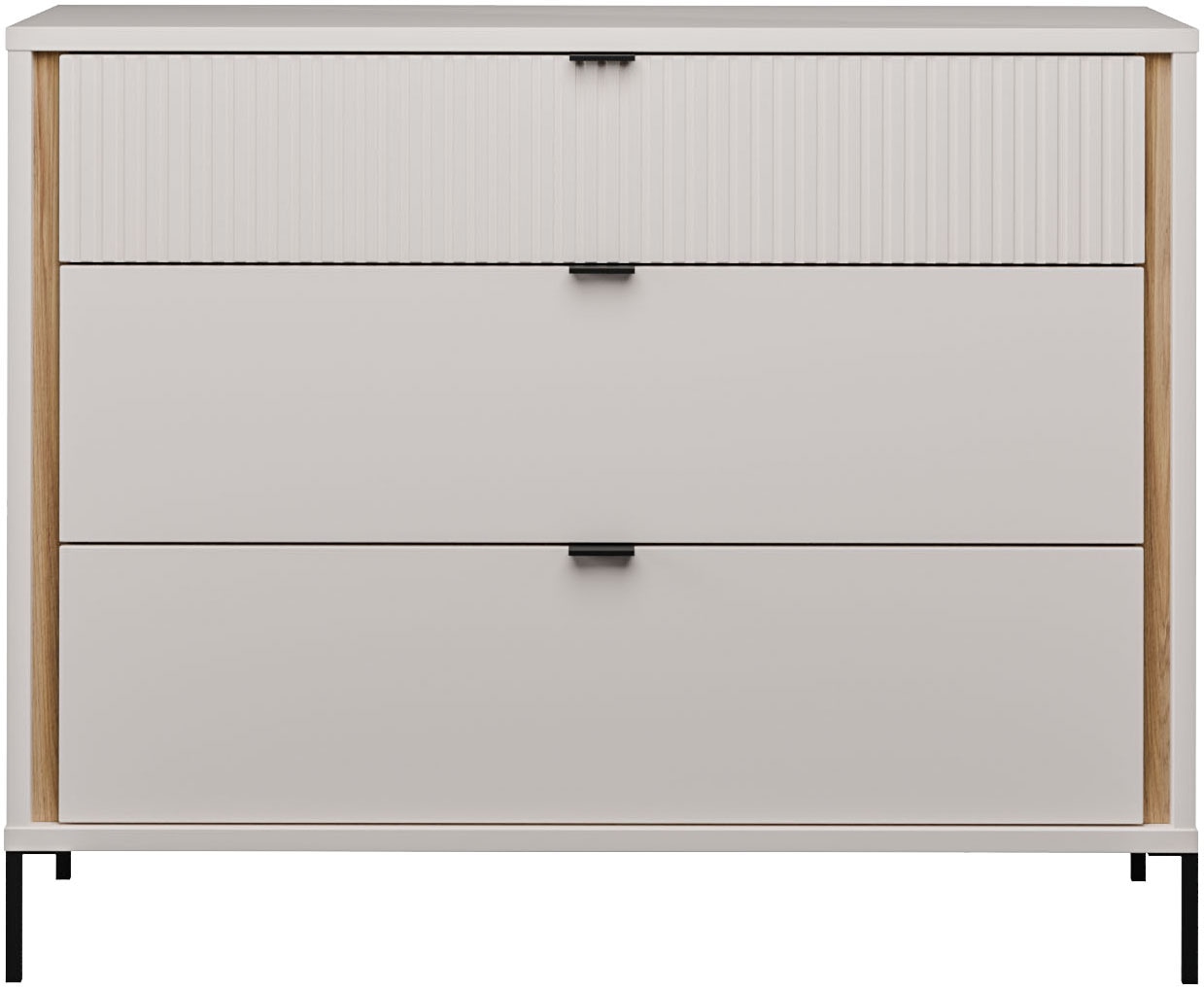 FORTE Kommode "Forte Seravel Sideboard 110 cm, Kashmir Beige/Mauvella Eiche" B/H/T109,4/87,2/41,5 cm, Metallfüße schwarz