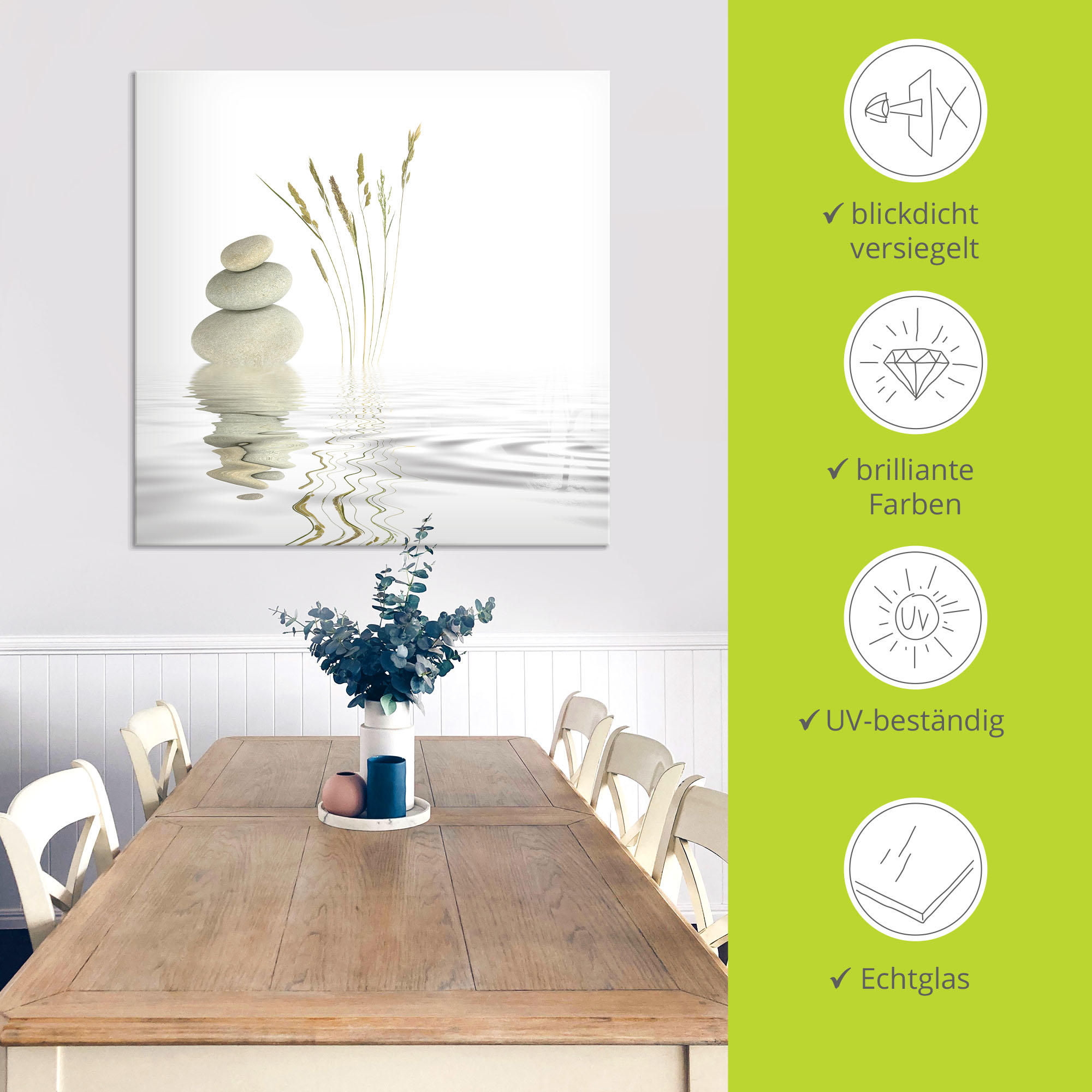 Thumbnail - Artland Glasbild "Zen Friede" Zen 1 Stk. tlg. in verschiedenen Größen