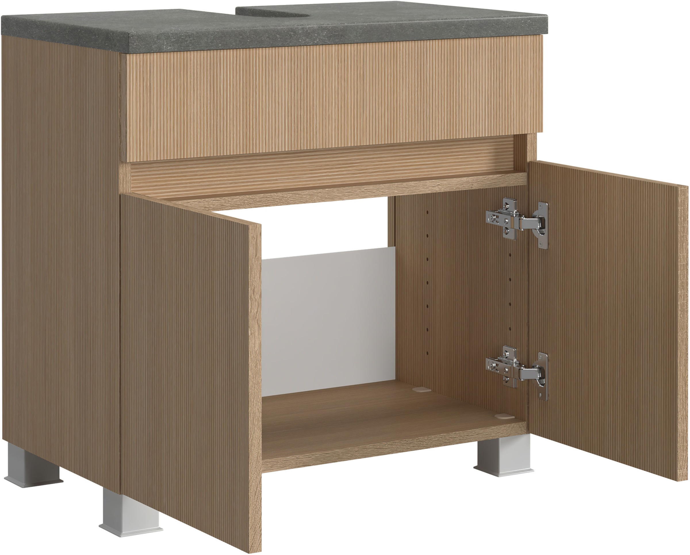 welltime Badmöbel-Set »Set 120 cm breit, Badmöbel mit LED-Beleuchtung«, Held Möbel, 5tlg. Unterbecken-Set, Eixo