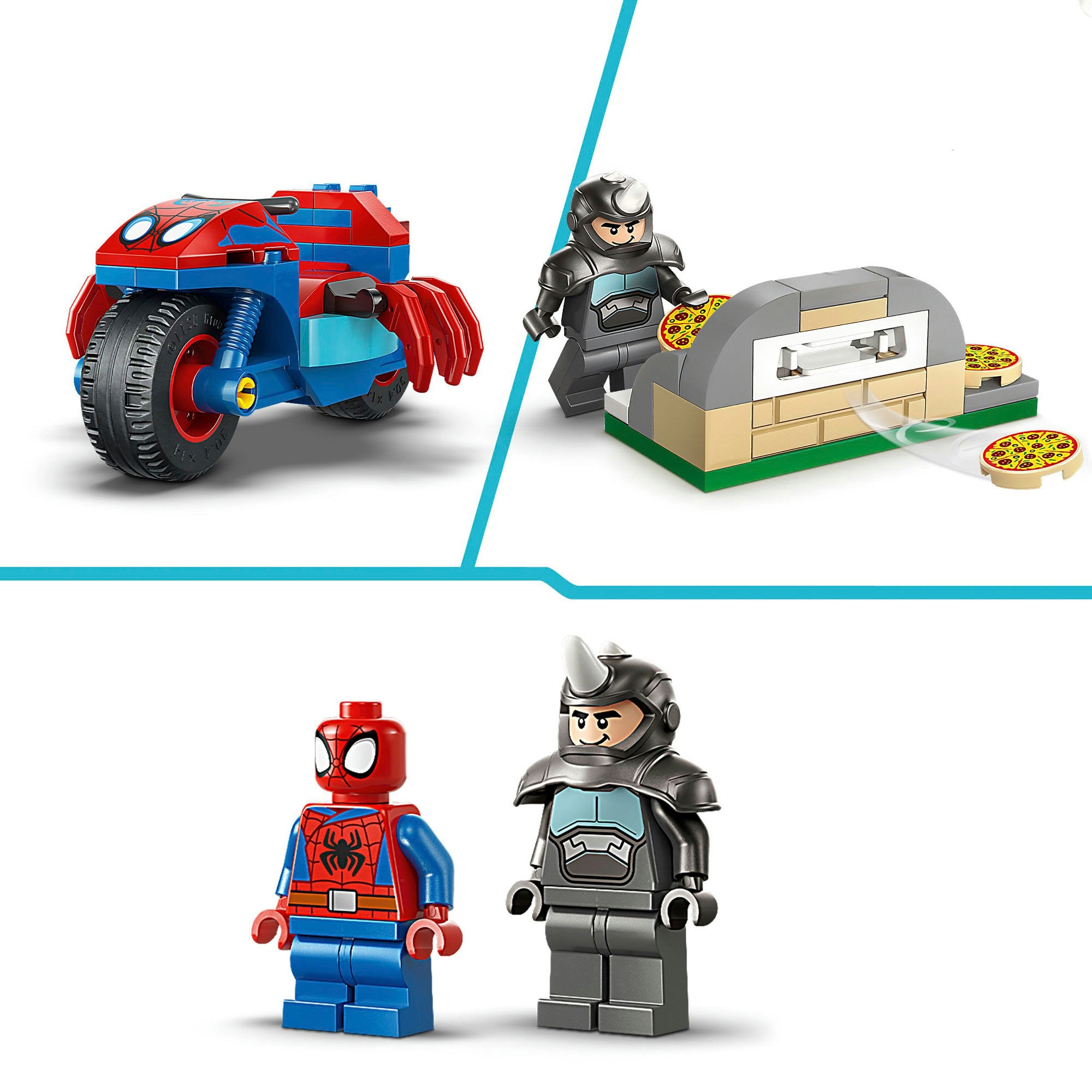 LEGO® Konstruktionsspielsteine »Spidey auf Motorrad vs. Rhino (11206), LEGO Spidey« Made in Europe