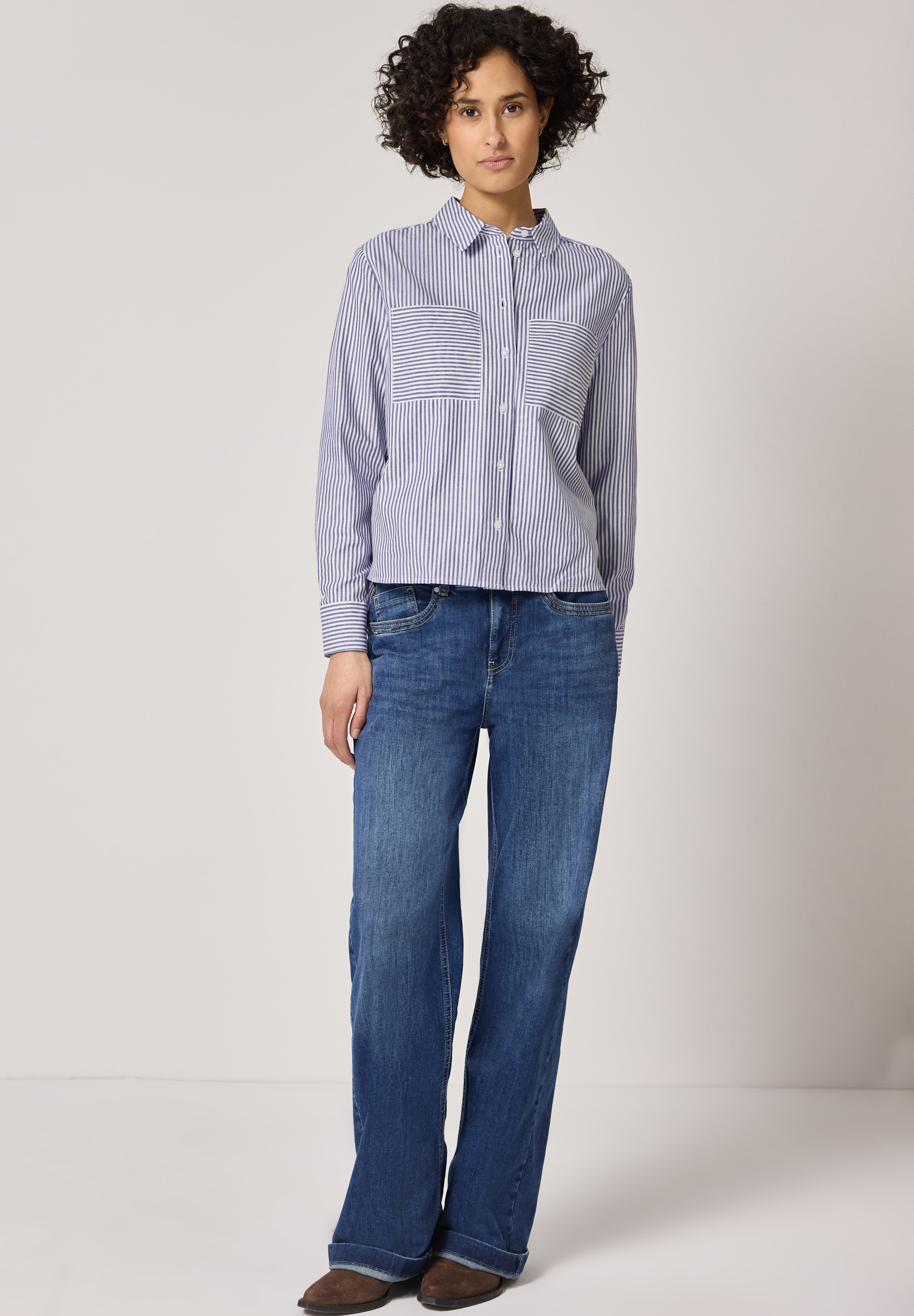 STREET ONE Langarmbluse aus reiner Baumwolle