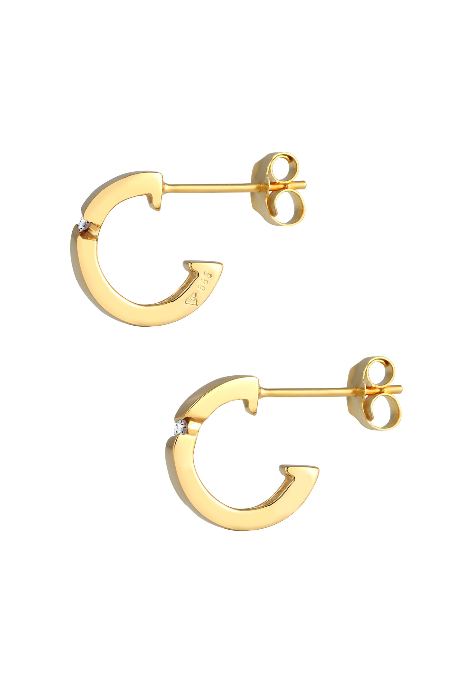 Elli DIAMONDS Paar Creolen »Creolen Diamant Weiß Brillantschliff (0.03 ct.) 585 Gelbgold«