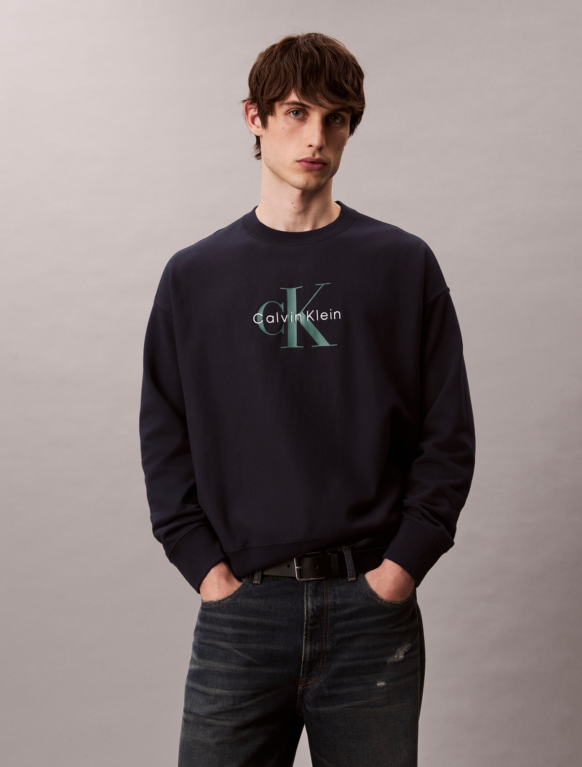 Calvin Klein Jeans Sweatshirt "LS EU 350TERRY MONOLOGO CN SWTSH", Rundhalsa günstig online kaufen