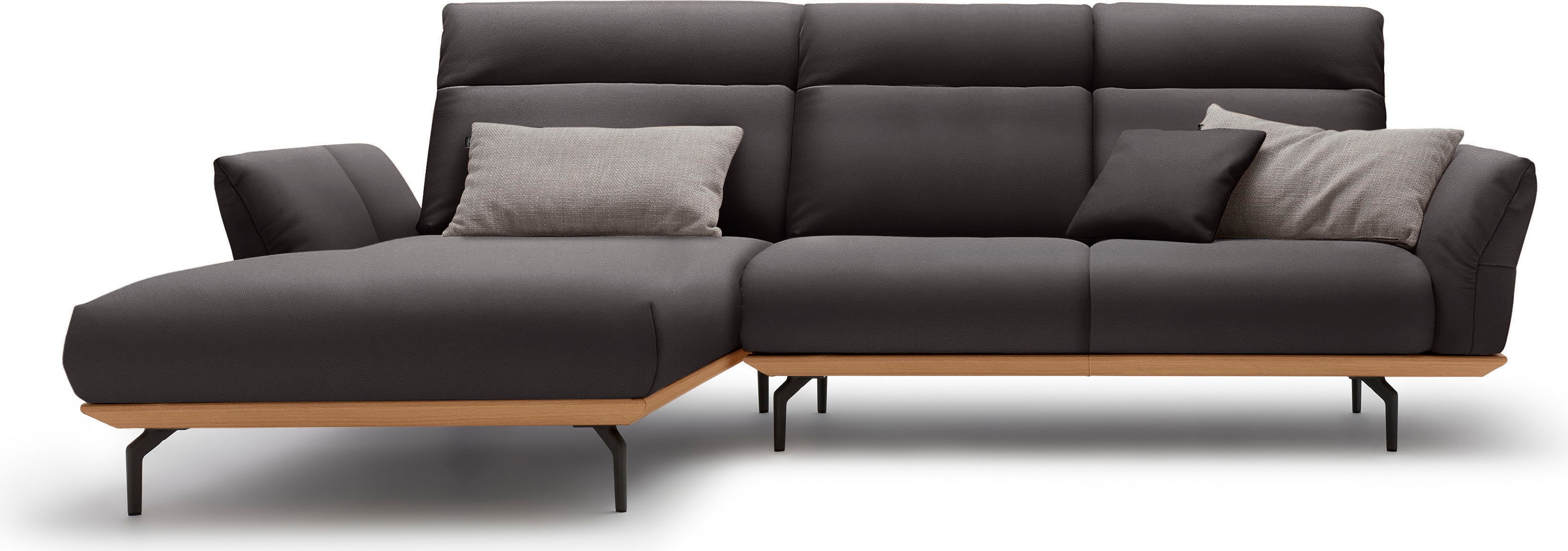 Creation BY ROLF BENZ Ecksofa "CR.460 Designsofa mit verstellbarer Rückenlehne, hochwertig & bequem" Sockel in Eiche, Alugussfüße in umbragrau, Breite 298 cm