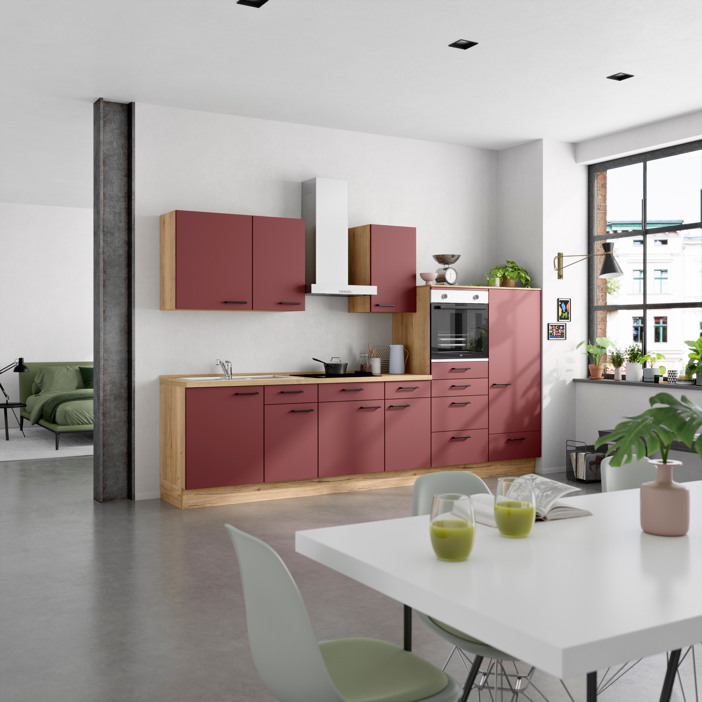 nobilia® Küchenzeile »"Easytouch I"«, vormontiert, Ausrichtung wählbar, Breite 330 cm, wahlw. mit E-Geräten